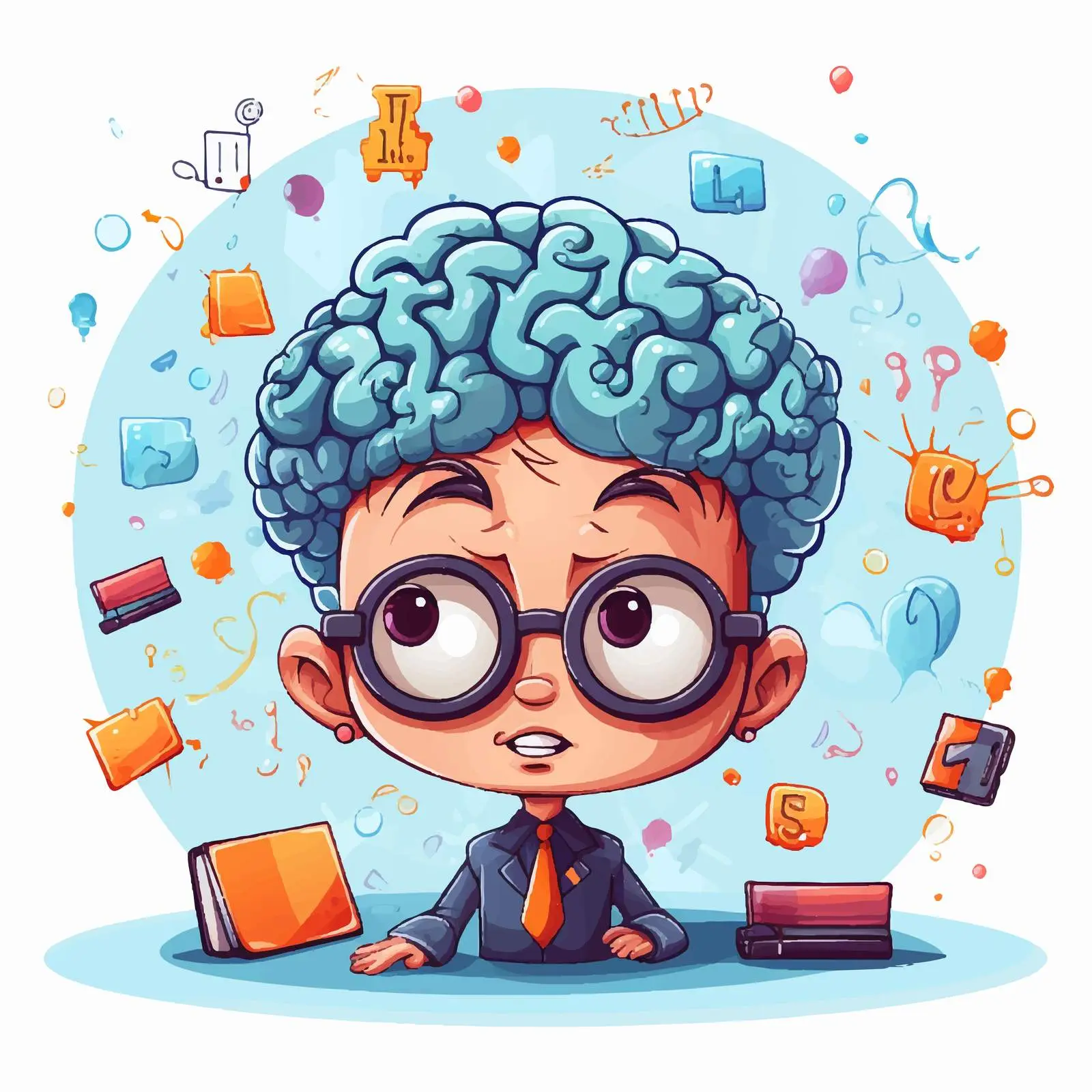 Curious Brain Solving Riddles with Glasses — free download from Dotvec
