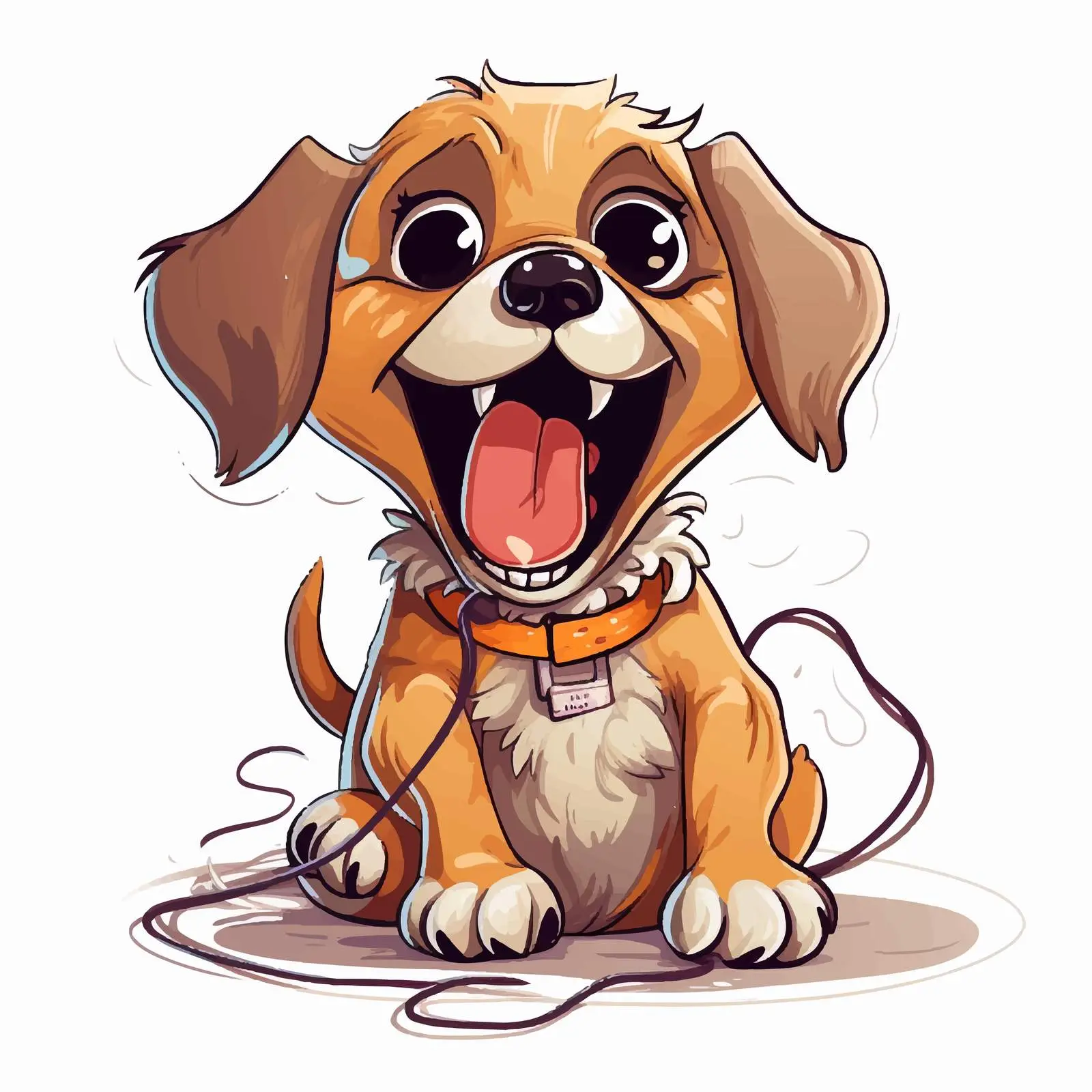 Naughty Puppy Chewing Wires Fun Vector Illustration — free download from Dotvec