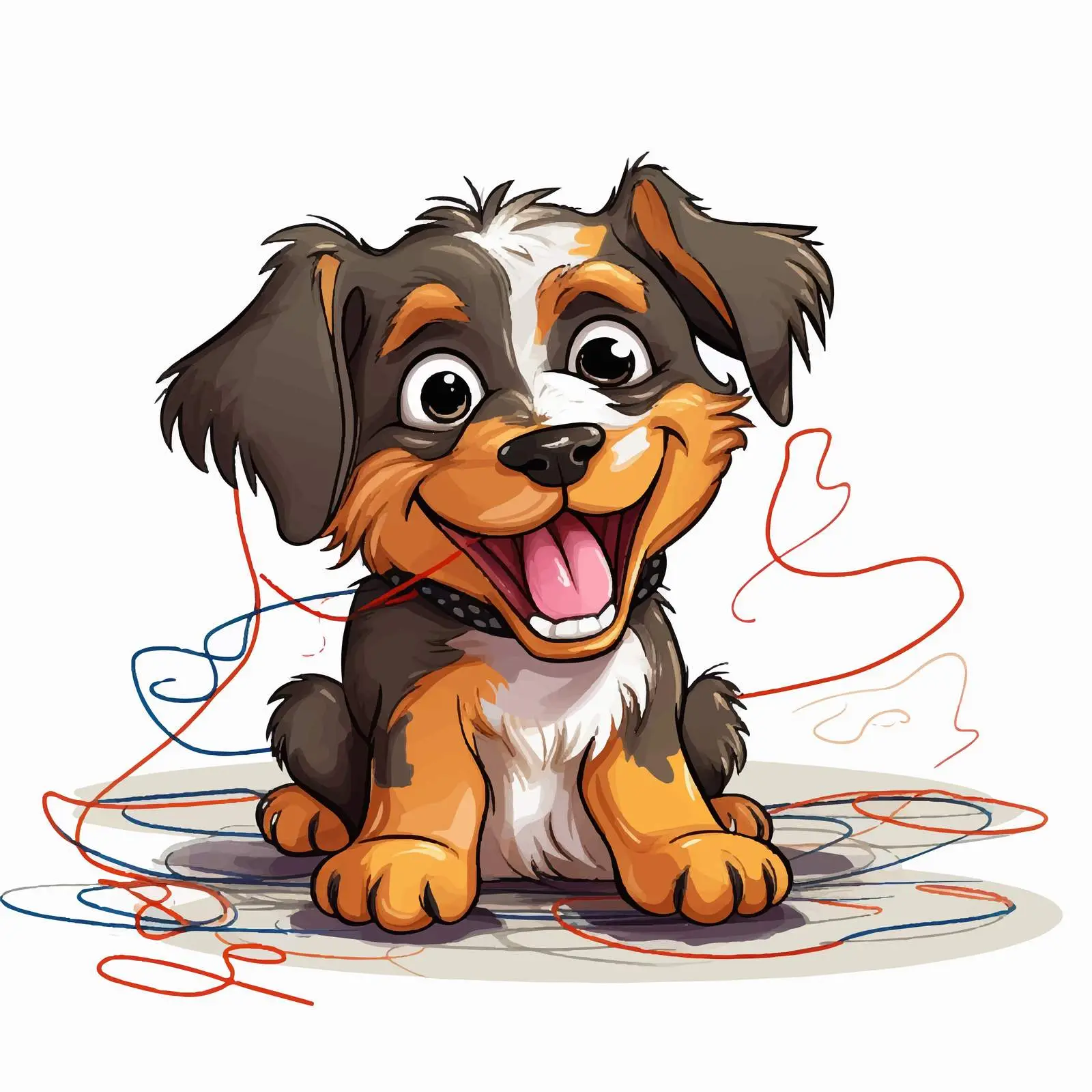 Funny Puppy Chewing Wires Illustration — free download from Dotvec