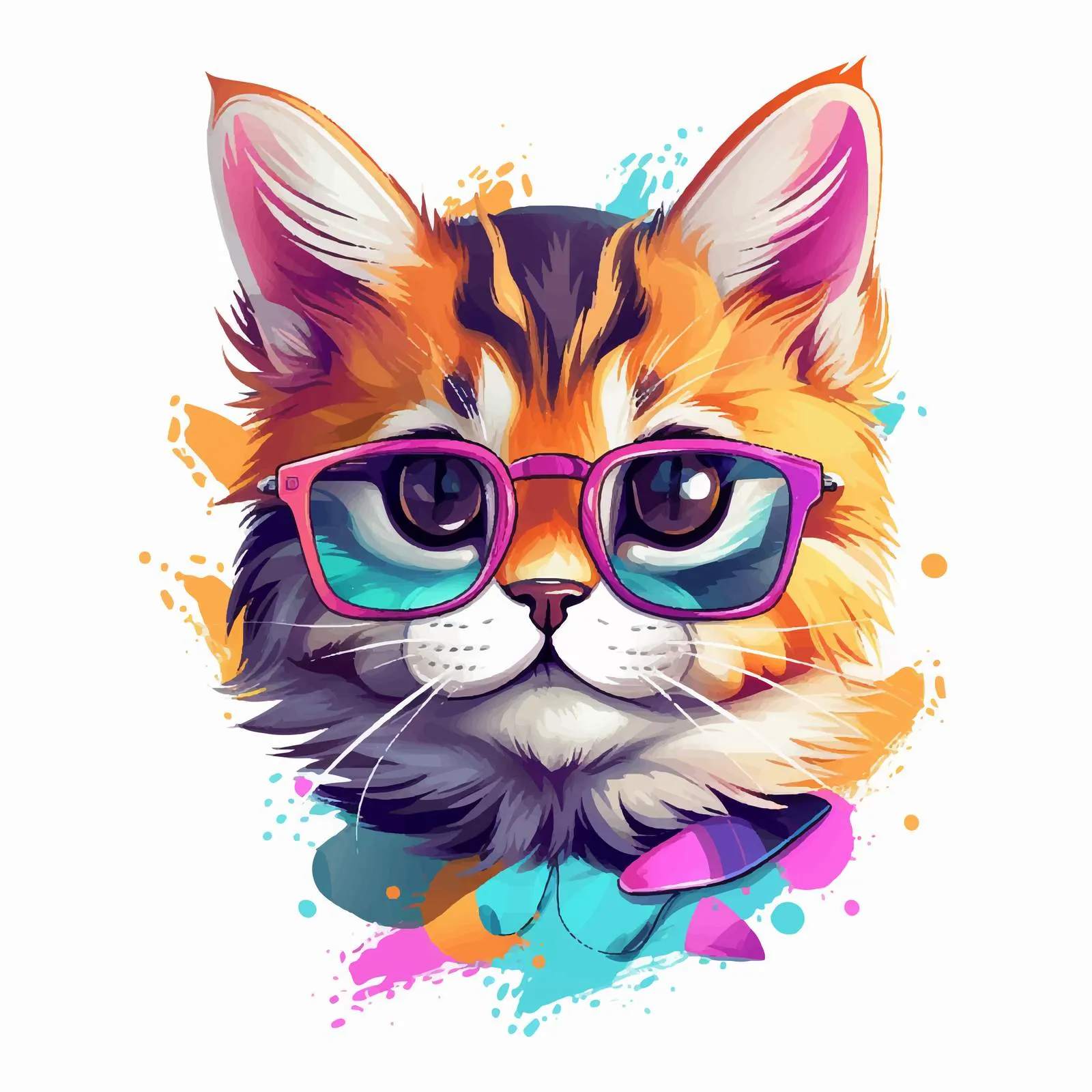 Funny Cat Wearing Glasses Cartoon Vector Art – free eye glasses image from Dotvec