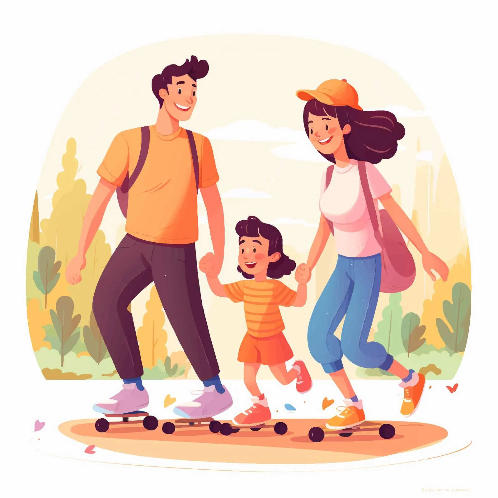 Adorable Family Roller Skating and Skateboarding Fun — free download from Dotvec