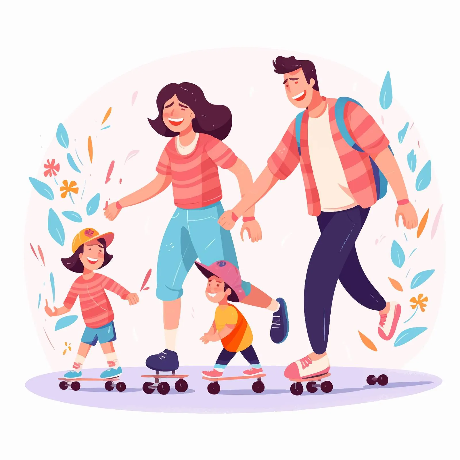 Adorable Family Enjoying Roller Skating and Skateboarding — free download from Dotvec