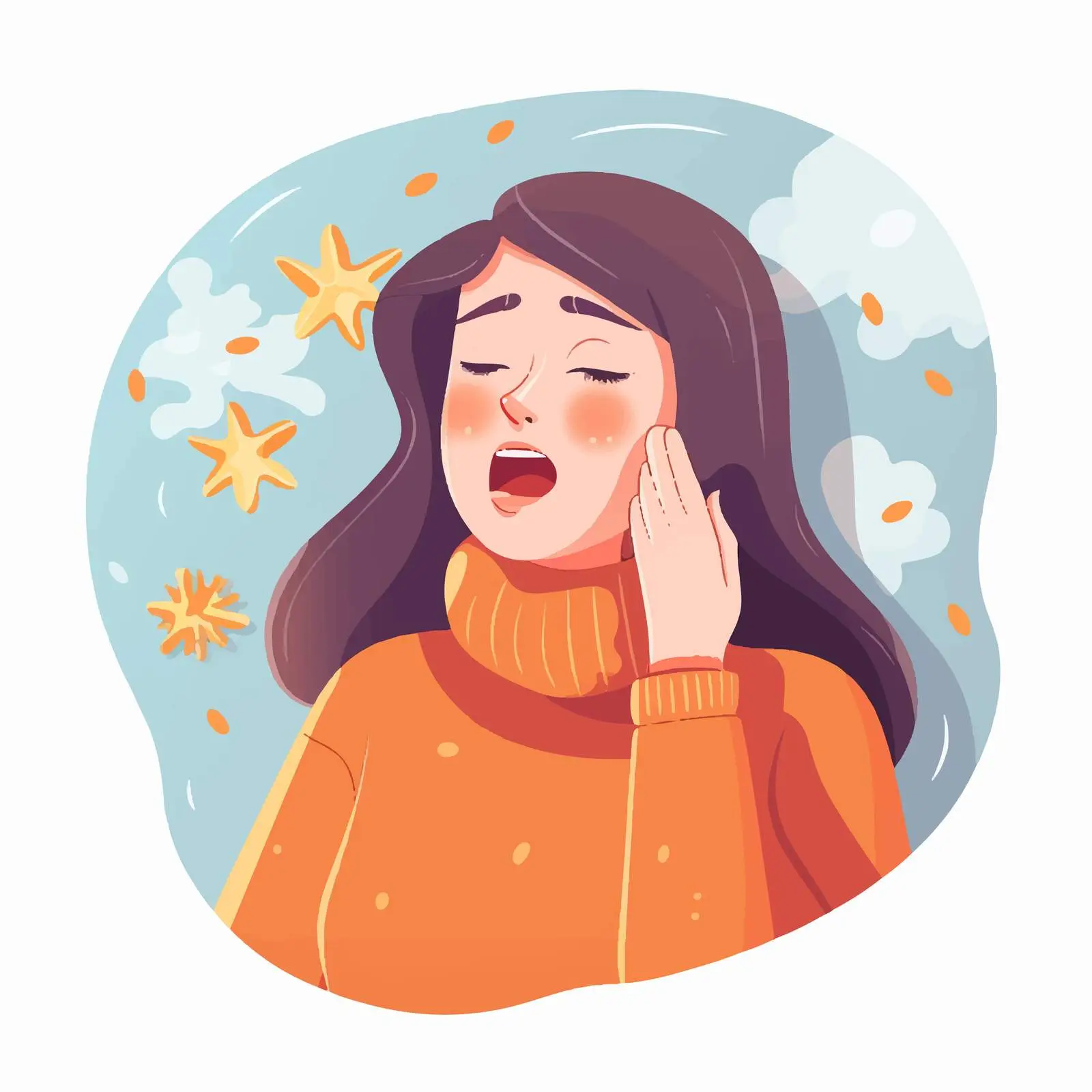 Adorable Female Character Coughing with Influenza Symptoms — free download from Dotvec