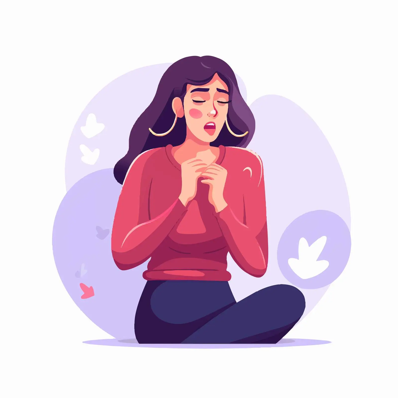 Coughing Female Character with Influenza Symptoms — free download from Dotvec