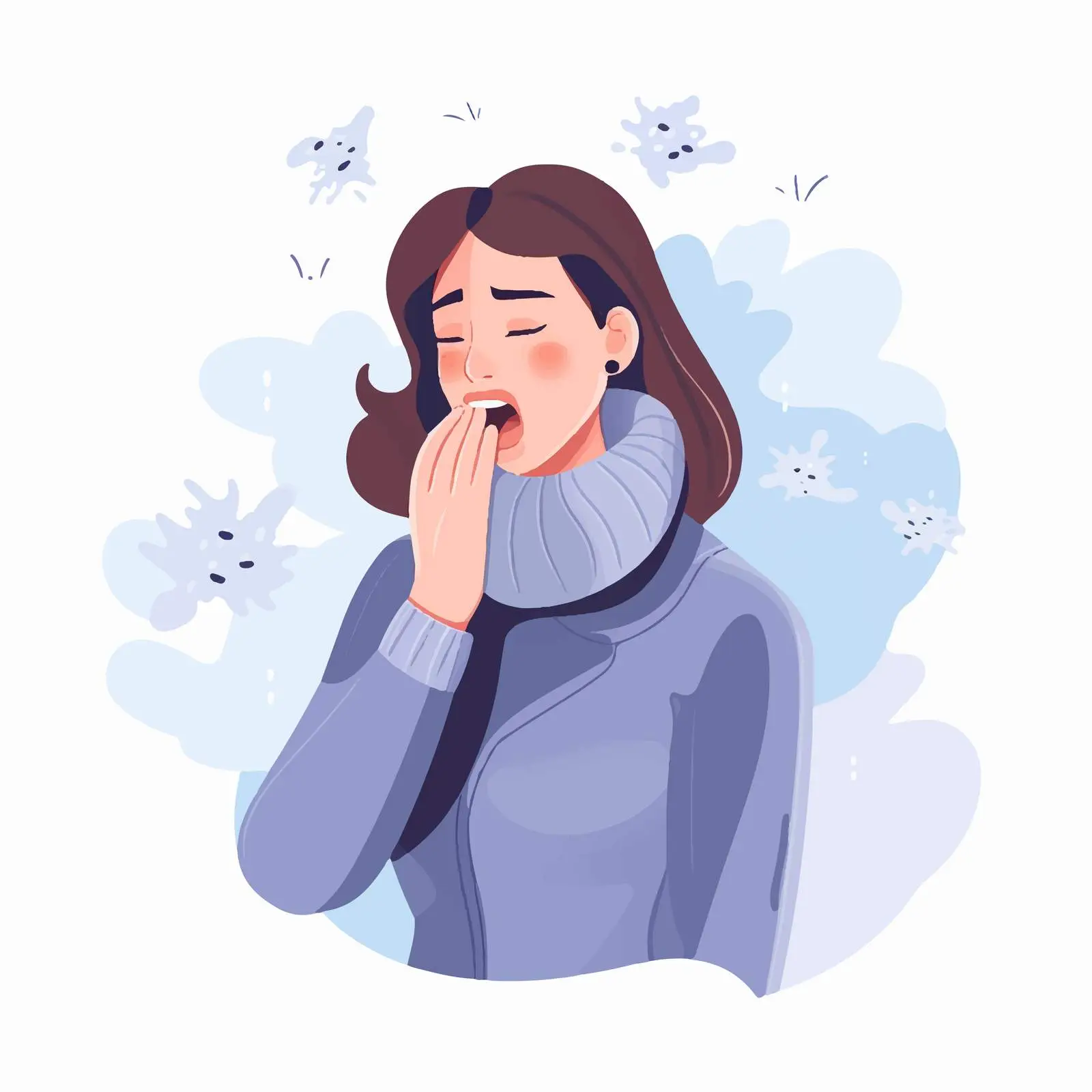 Female Character Coughing - Influenza Symptom — free download from Dotvec