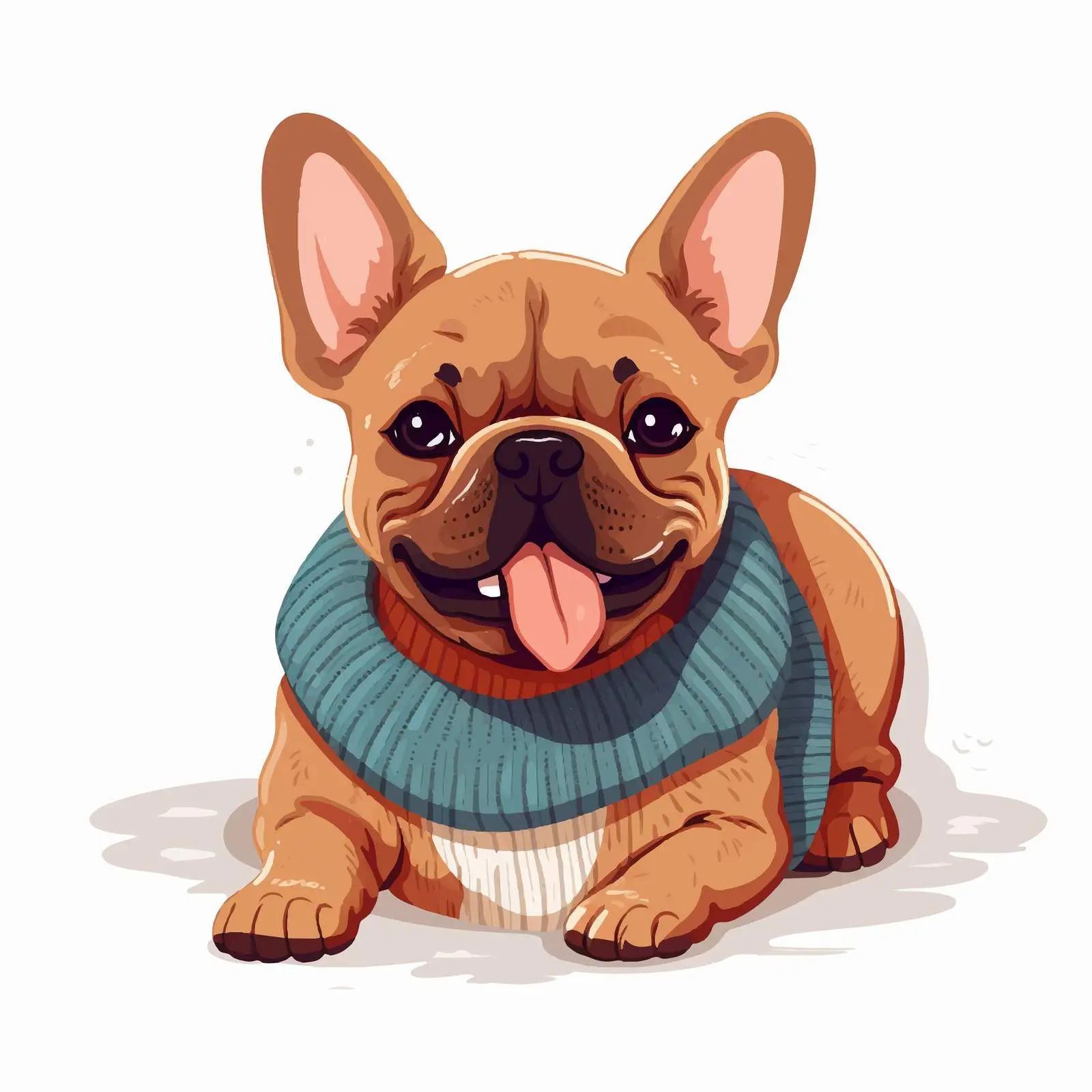 Cute French Bulldog in Knitted Sweater — free download from Dotvec