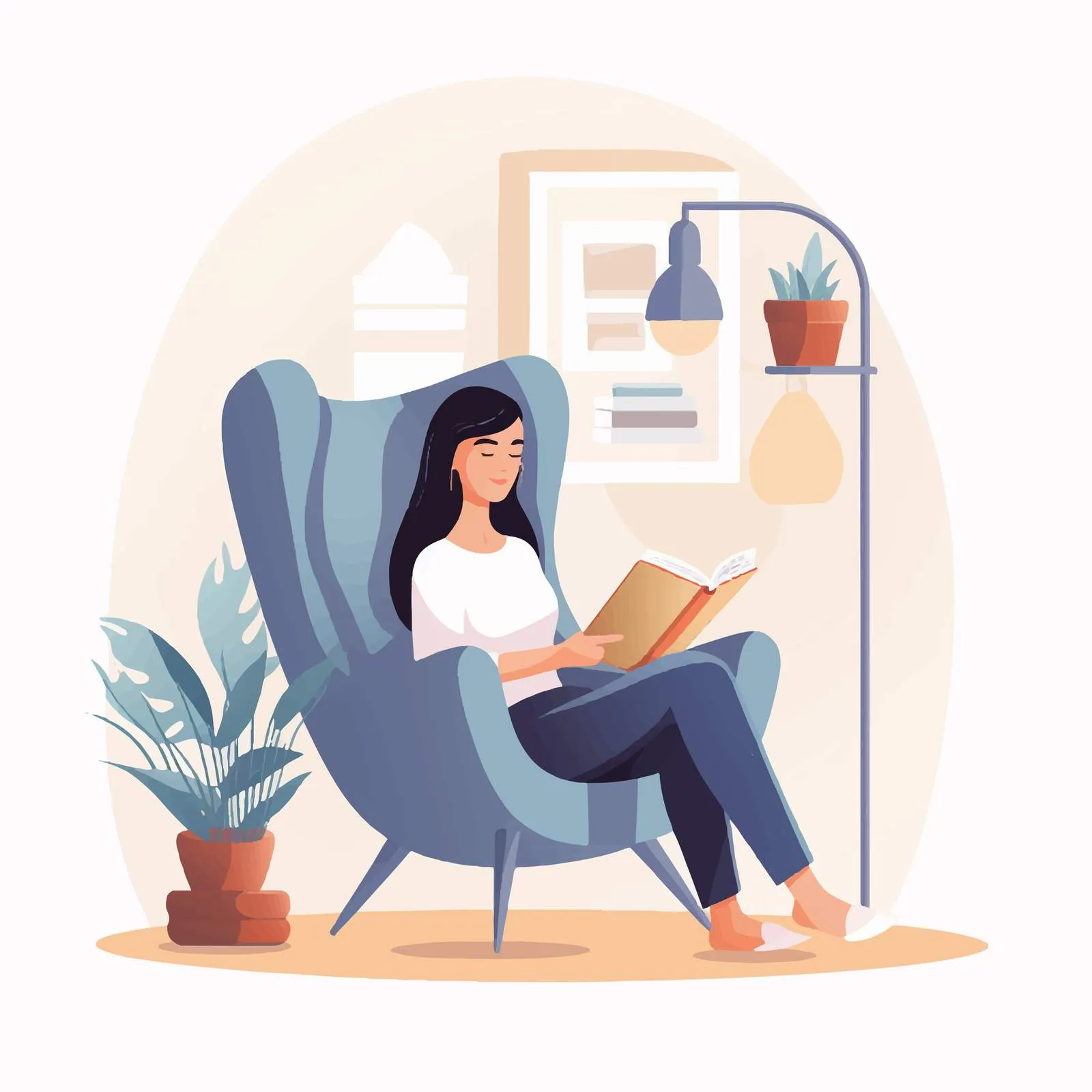 Cute Girl Reading in a Cozy Armchair — free download from Dotvec