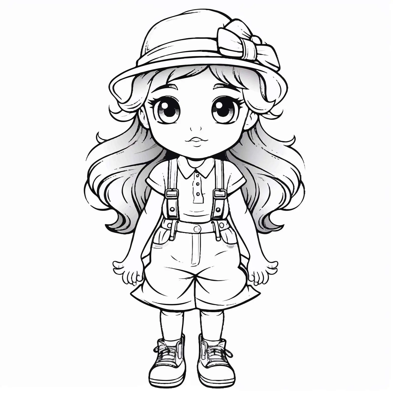 Adorable Girl in Suspenders and Hat — free download from Dotvec