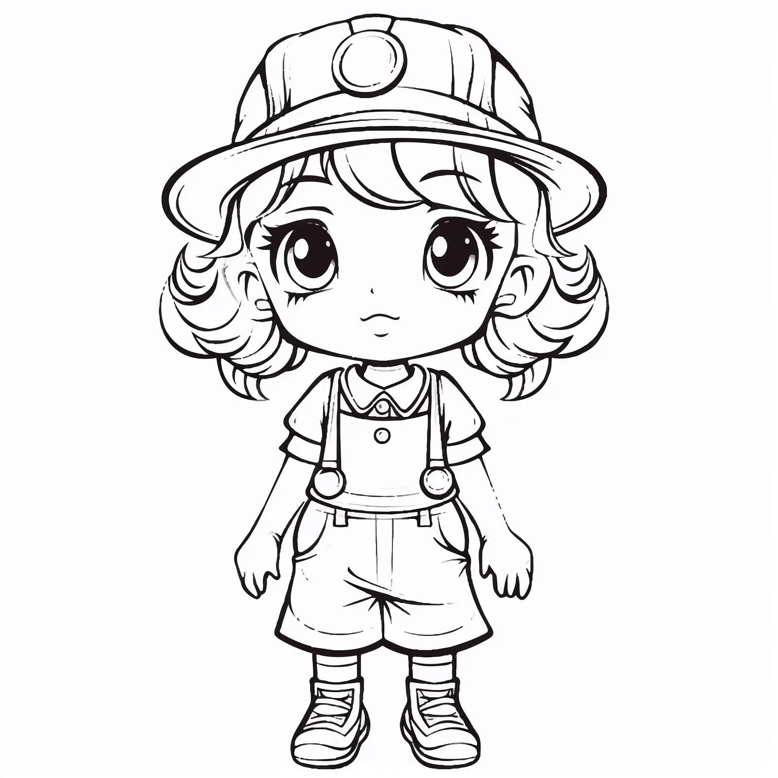 Sad Girl in Suspenders Skirt and Hat Vector — free download from Dotvec