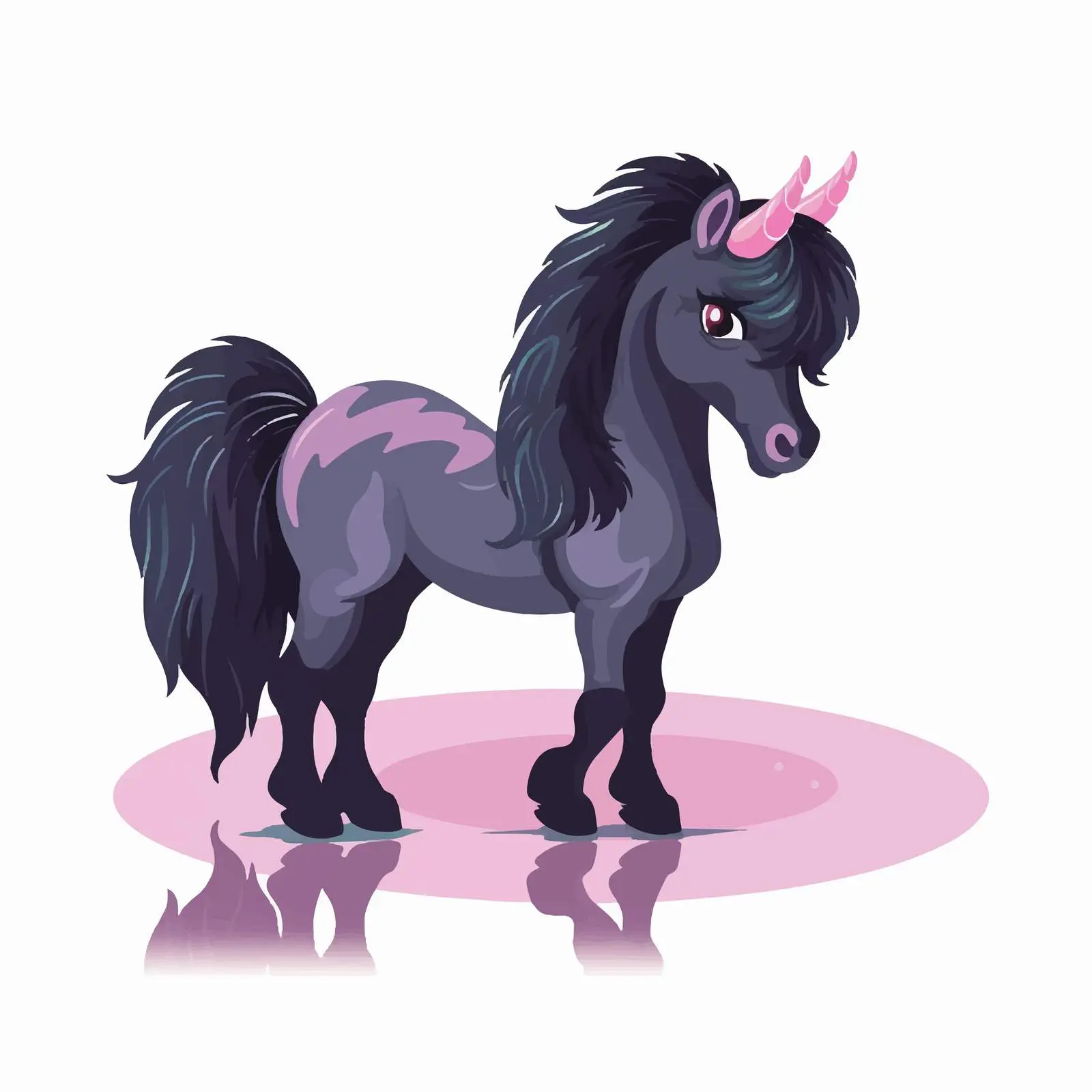 Cute Black Horse with Pink Mane Vector — free download from Dotvec