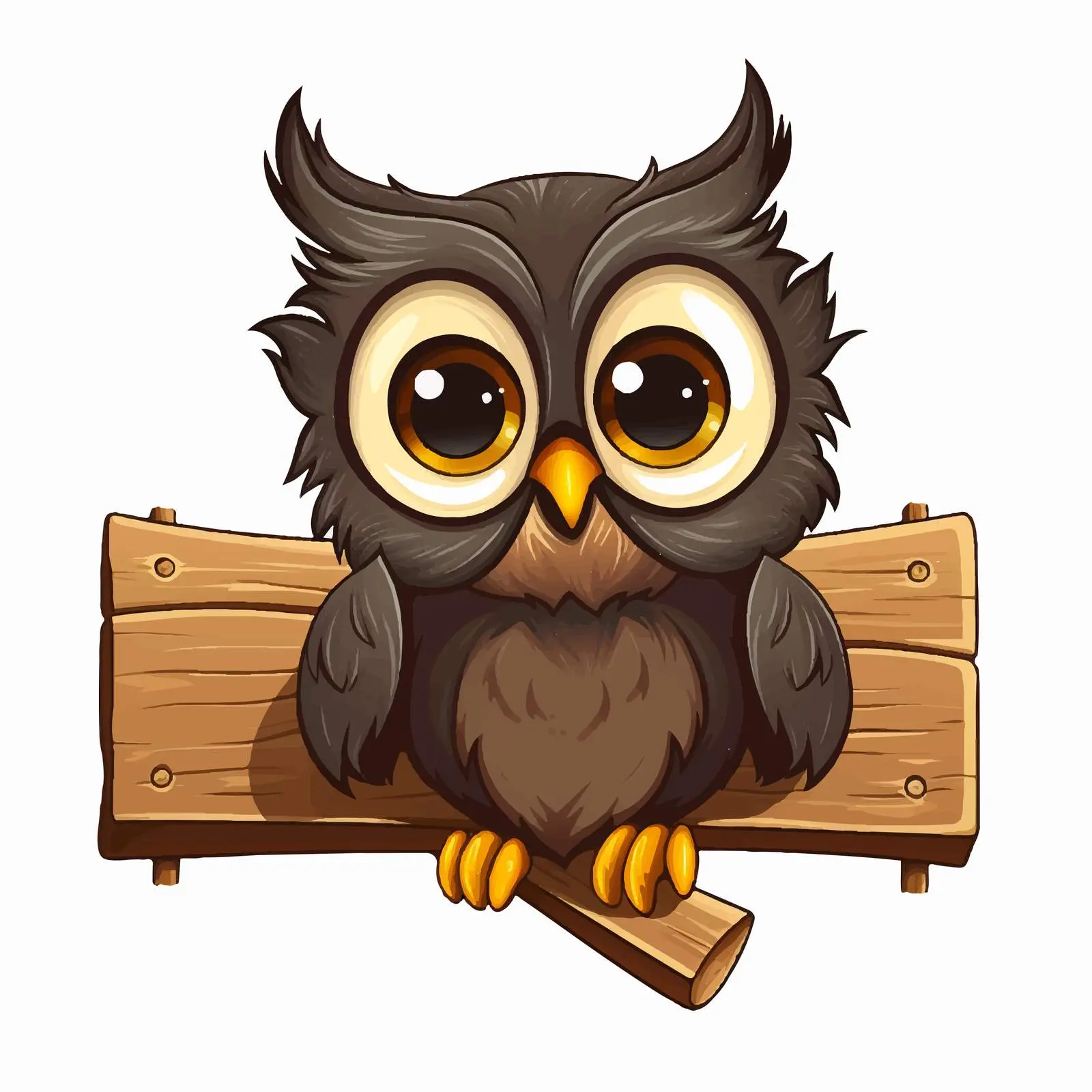 Adorable Owl Peeking Behind Wooden Arrow Sign — free download from Dotvec