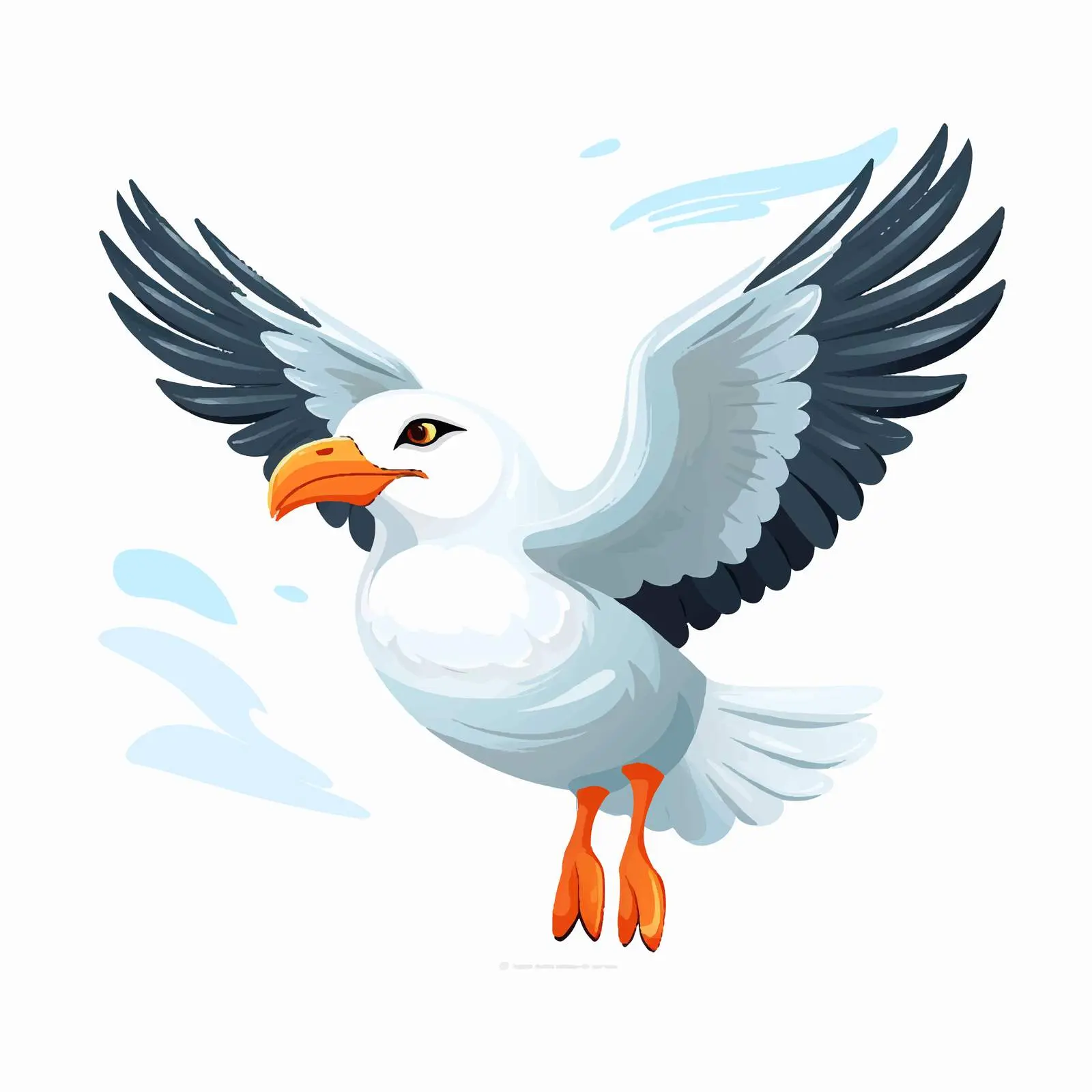 Flying Seagull Portrait in Simple Style — free download from Dotvec