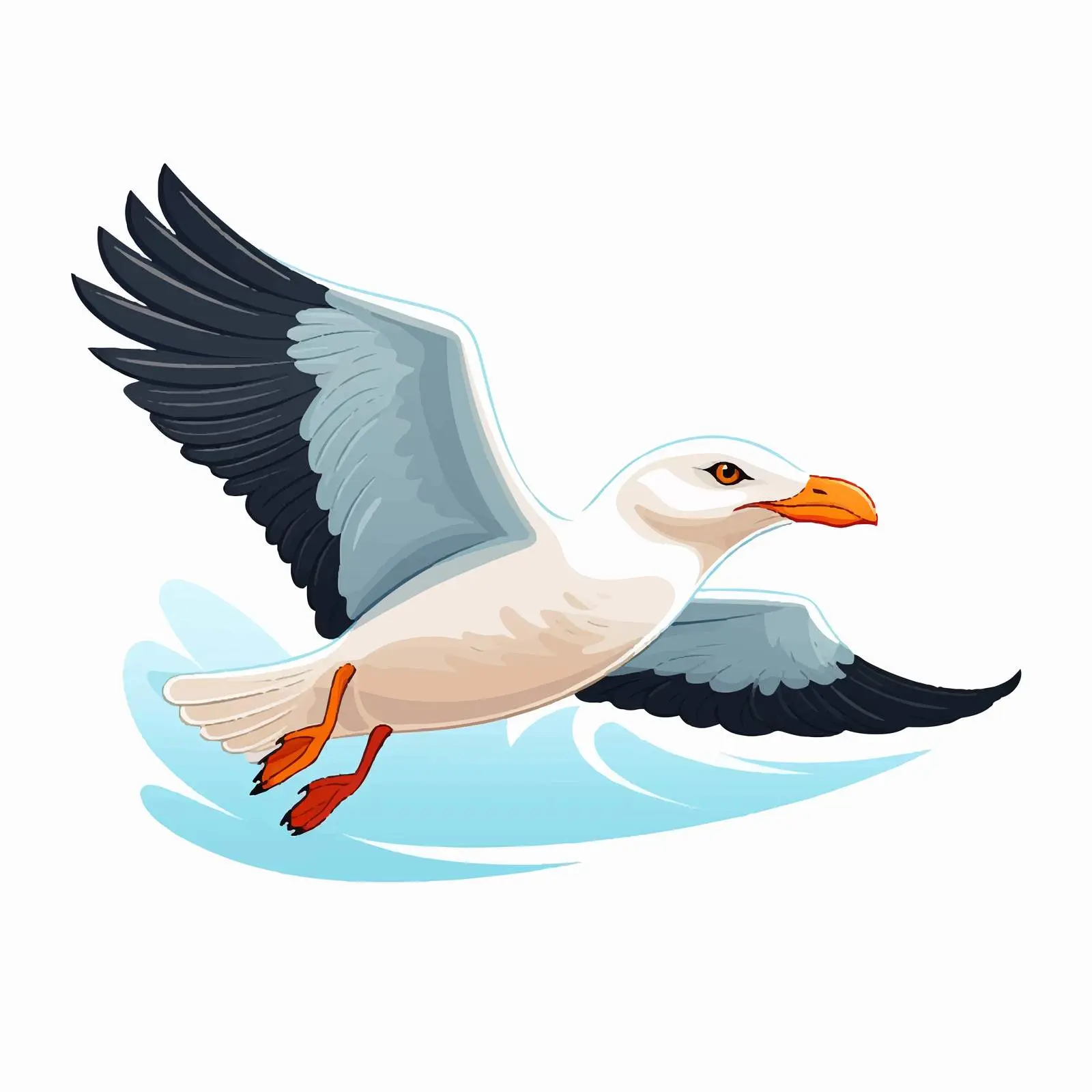 Flying Seagull Vector Illustration in Simple Style — free download from Dotvec