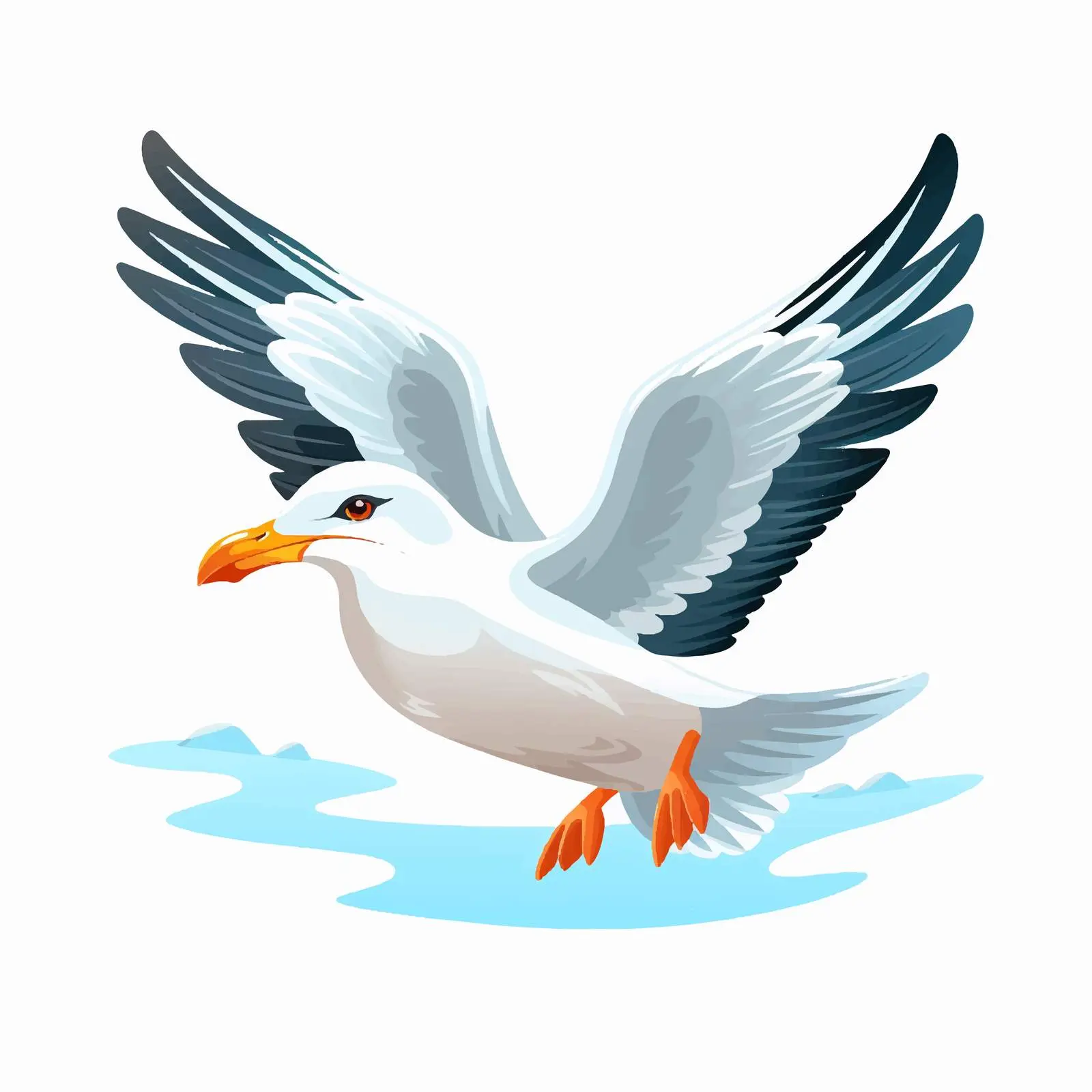 Charming Flying Seagull Vector Illustration — free download from Dotvec