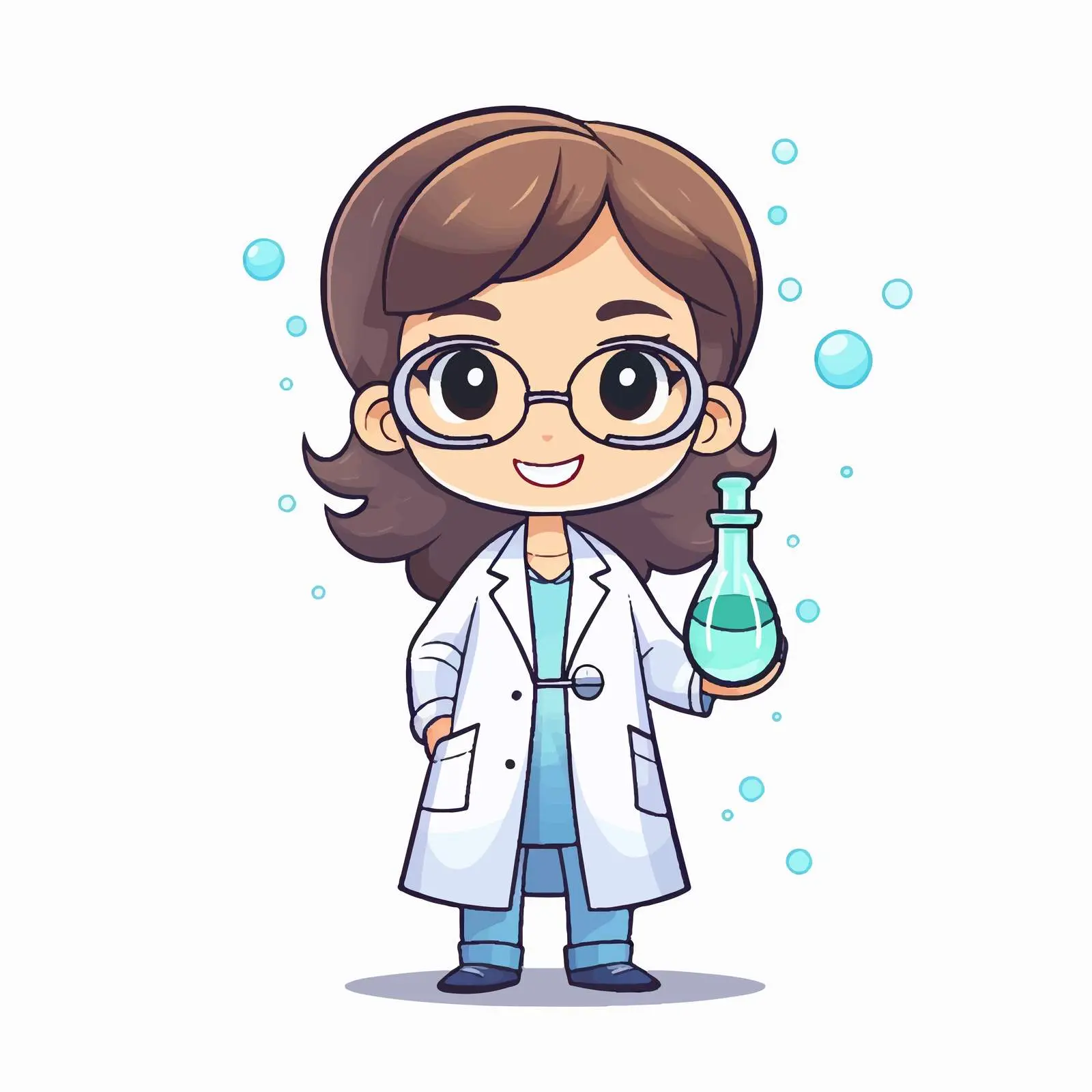 Adorable Scientist in Doodle Style with Test Tube — free download from Dotvec