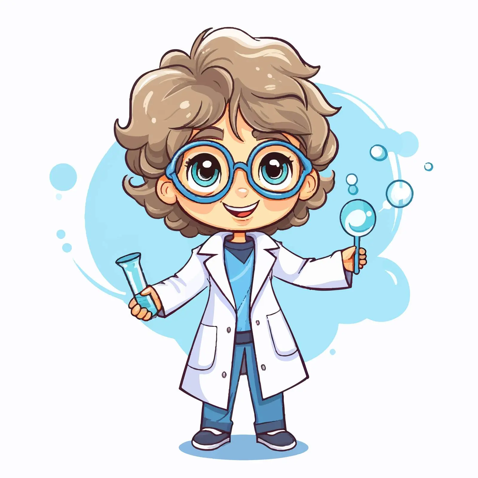 Adorable Scientist with Test Tube in Doodle Style — free download from Dotvec