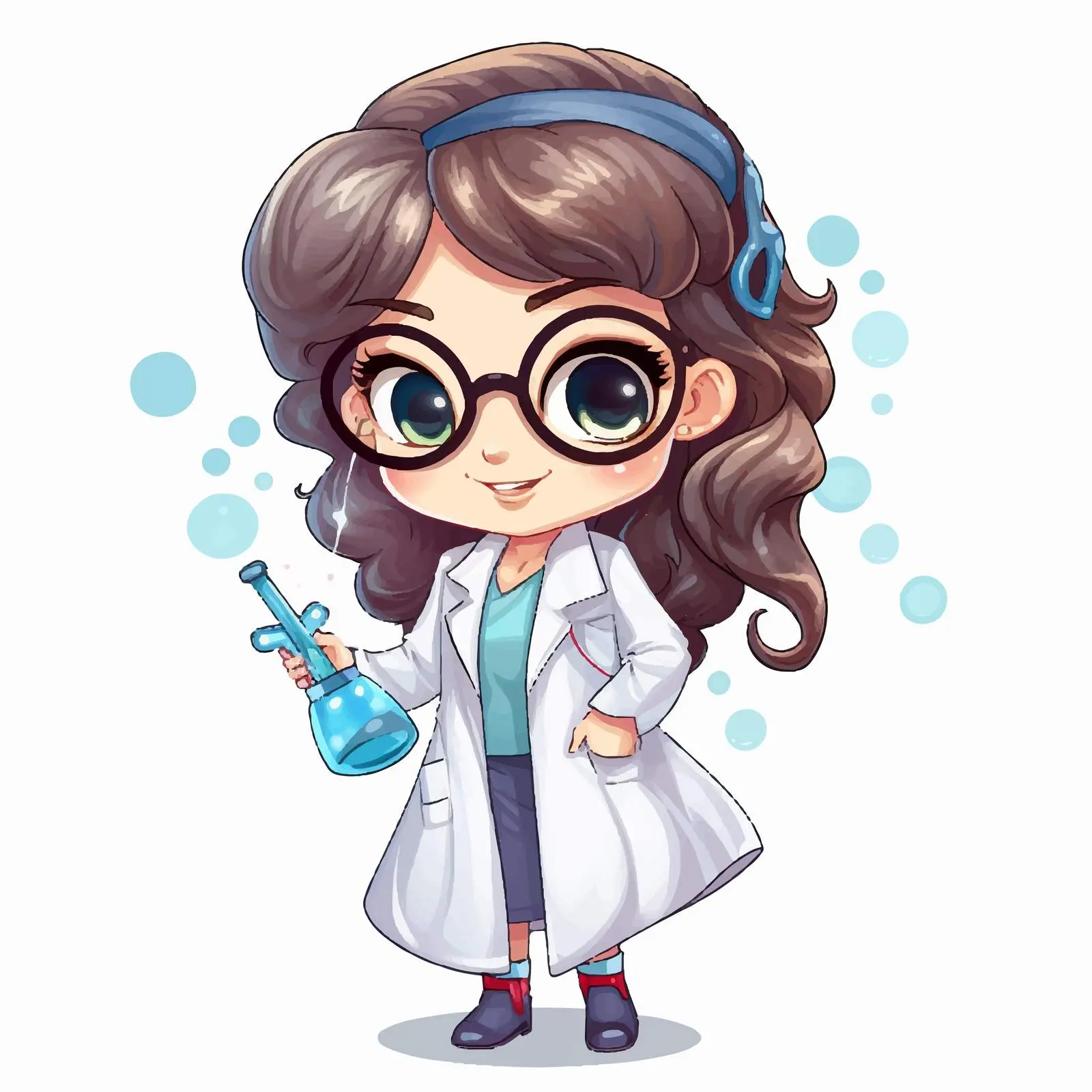 Adorable Scientist in Doodle Style with Test Tube — free download from Dotvec