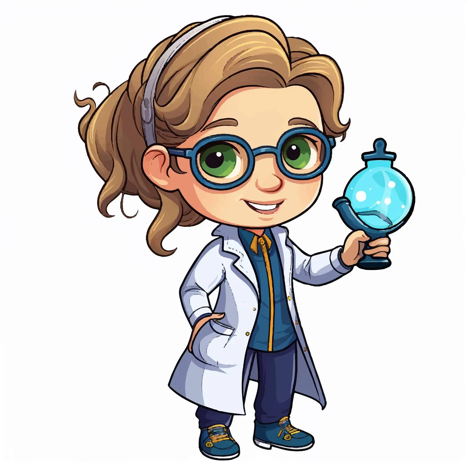 Adorable Scientist in Doodle Style Illustration — free download from Dotvec