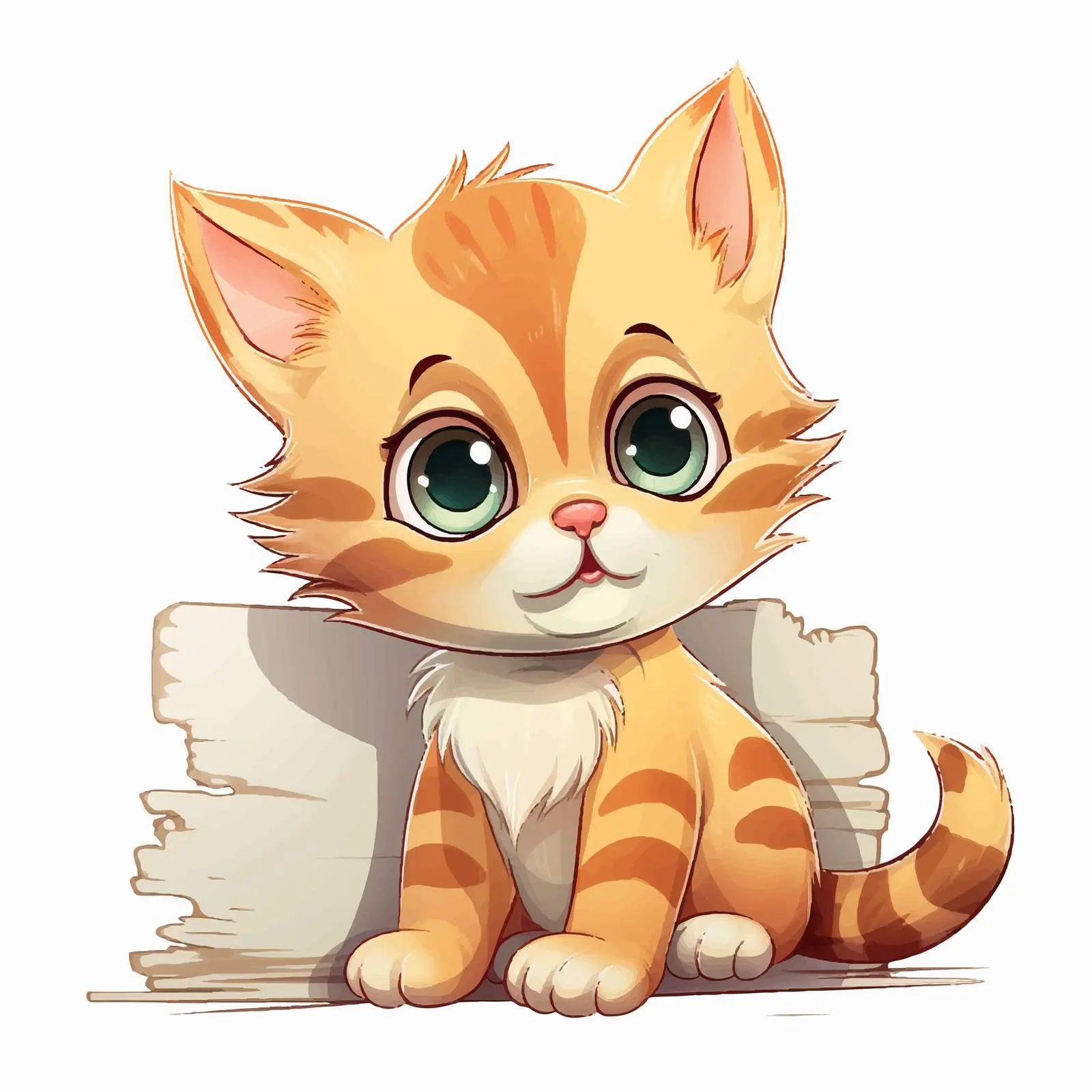Adorable Striped Kitten Sitting Under a Sign — free download from Dotvec