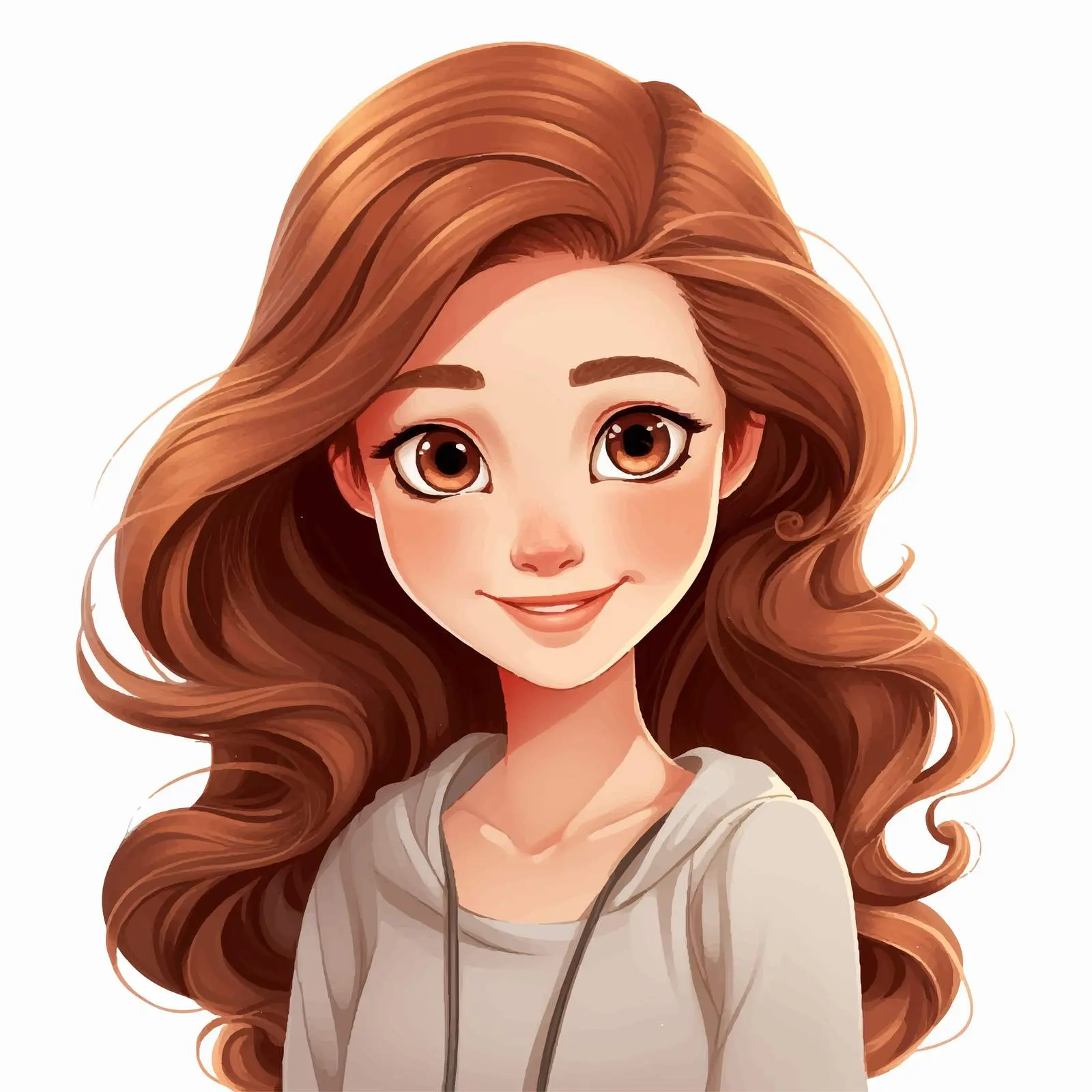 Cute Vector Illustration of a Brown-Haired Girl — free download from Dotvec