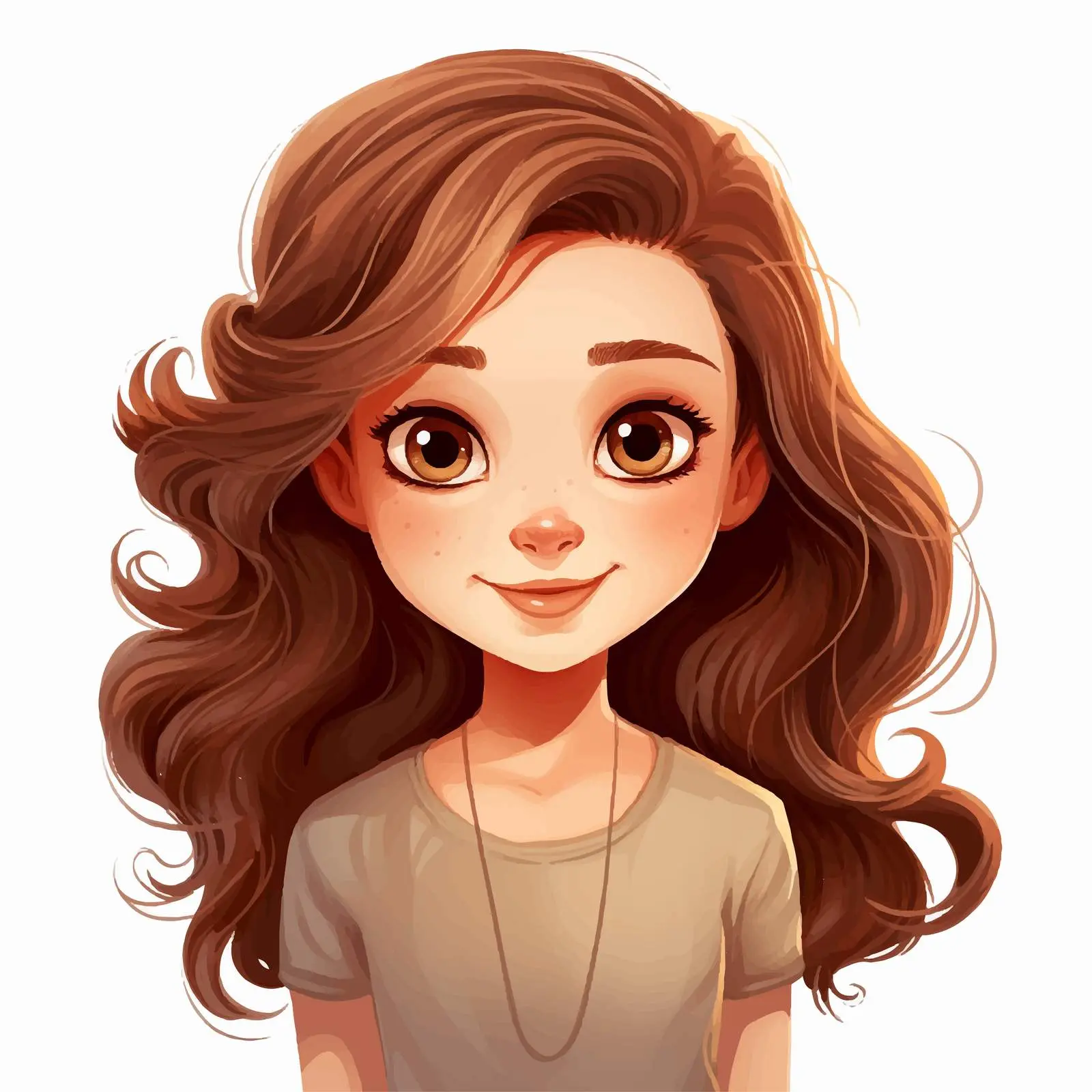 Cute Brown-Haired Girl Vector Illustration — free download from Dotvec