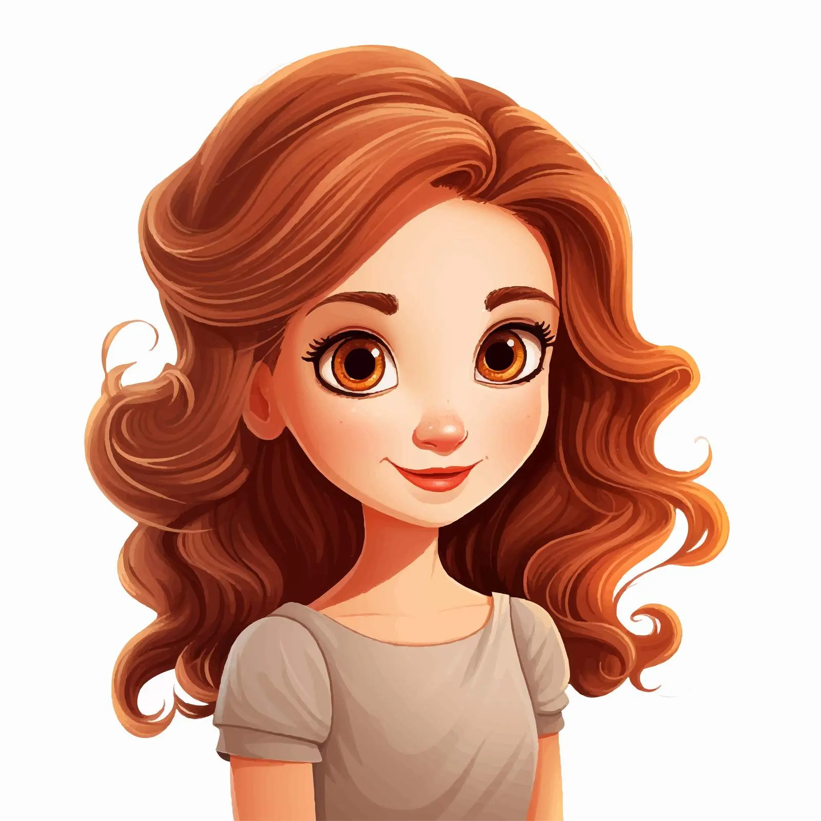Sweet Vector Illustration of Brown-Haired Girl — free download from Dotvec
