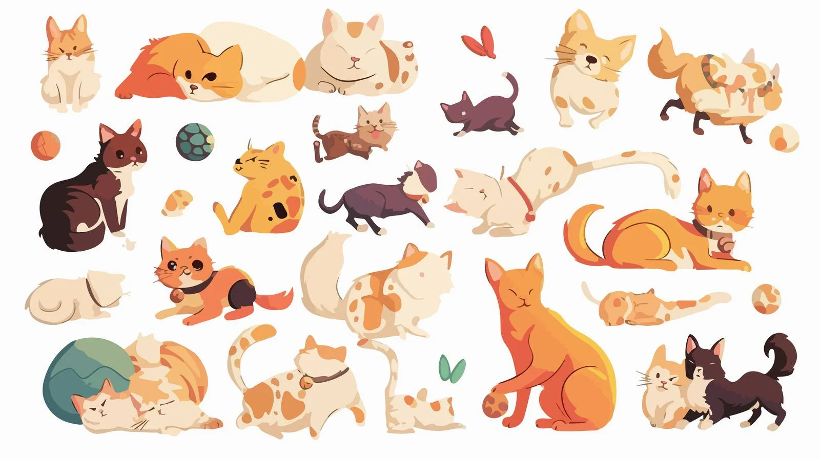 Charming Cats in Various Poses — free download from Dotvec