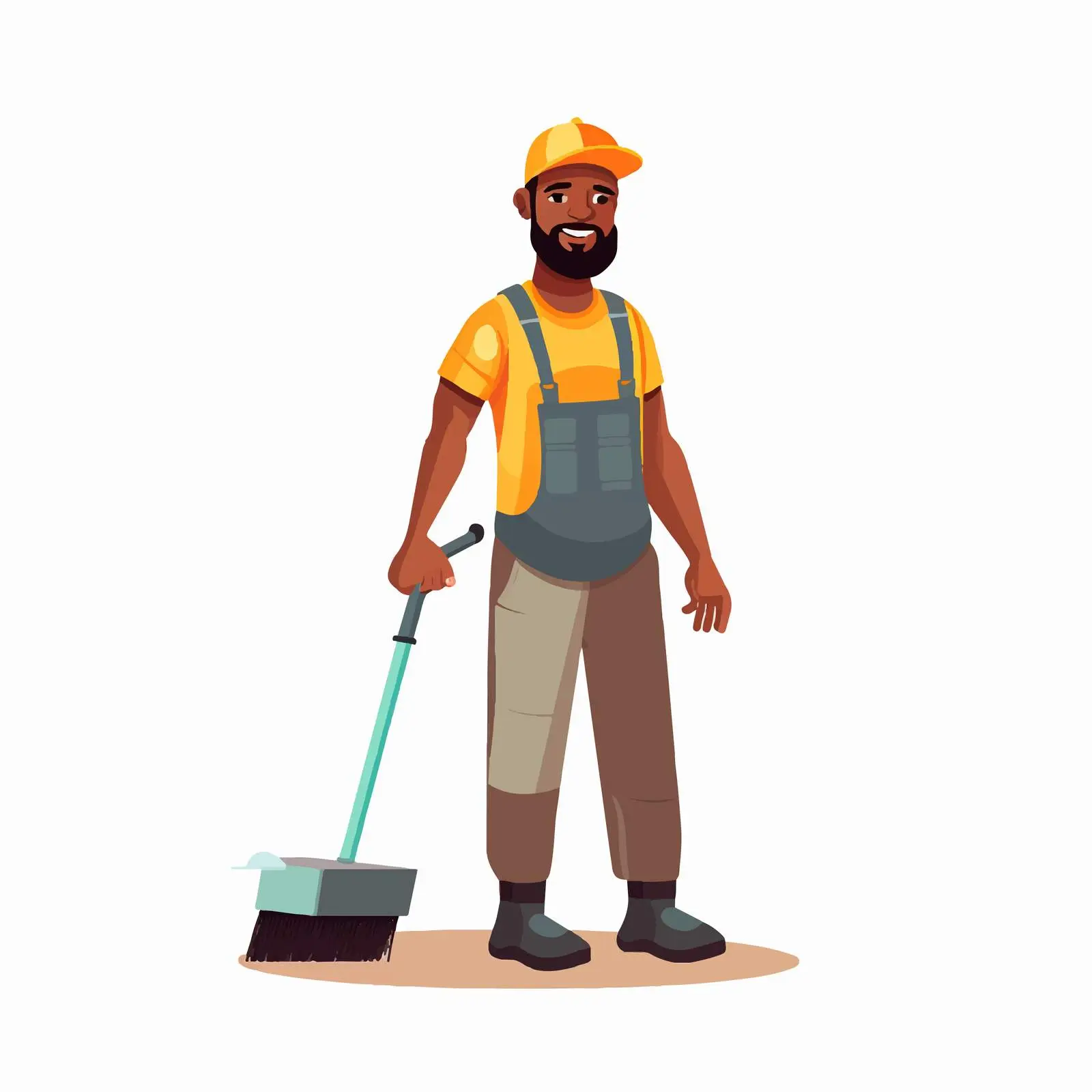 Professional Janitor with Sweeper in Action — free download from Dotvec