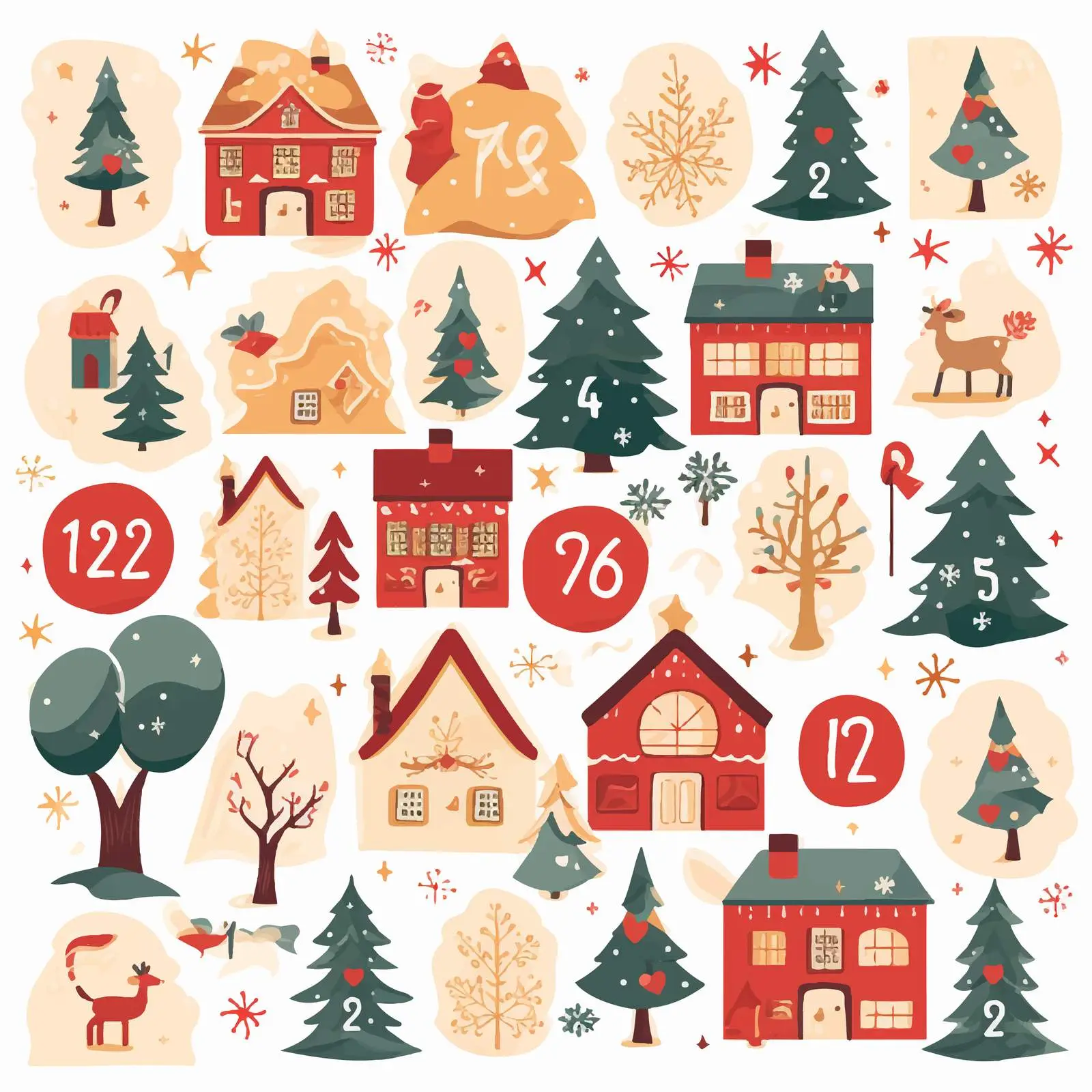 Advent Calendar Design for Winter Holidays — free download from Dotvec