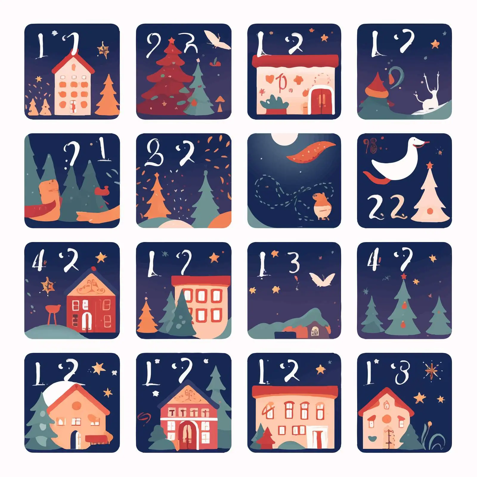 Winter Holiday Advent Calendar Design — free download from Dotvec