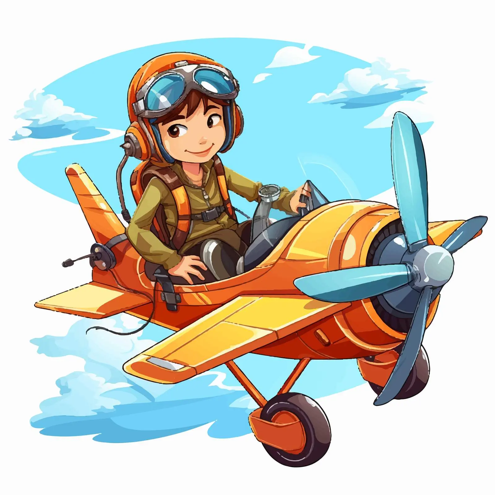 Adventure Kid Flying Light Aircraft Vector Illustration — free download from Dotvec
