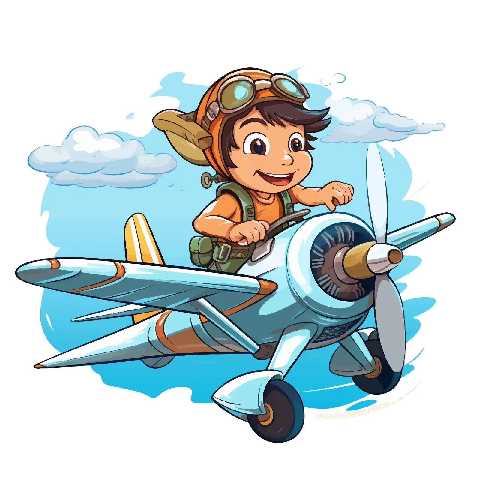 Adventure Kid Flying Light Aircraft Vector Illustration — free download from Dotvec
