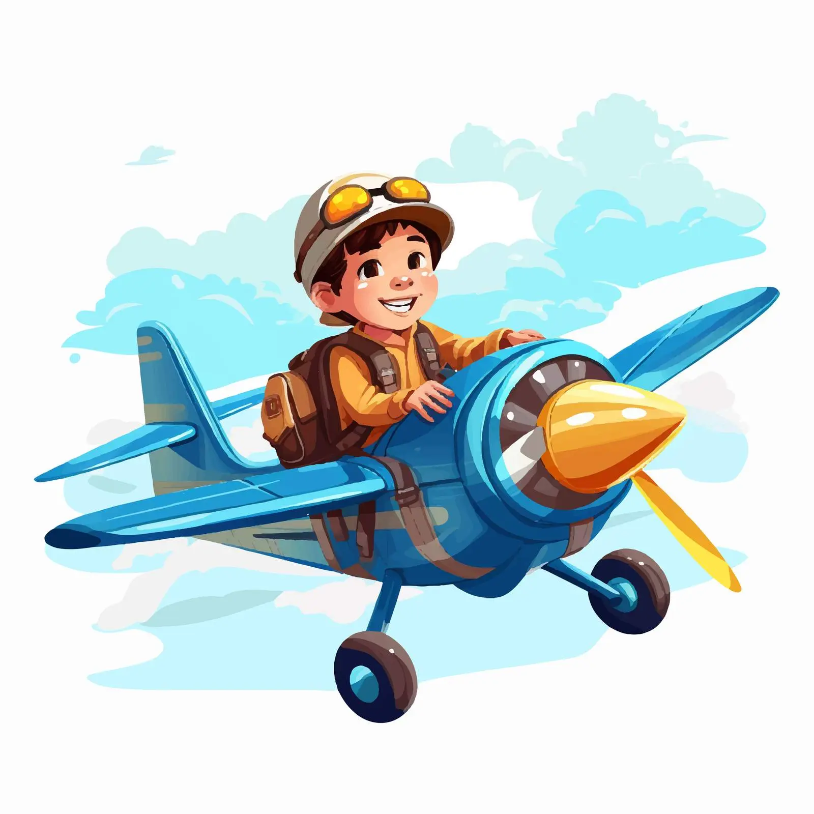 Adventure Kid Flying Light Aircraft Vector Illustration — free download from Dotvec