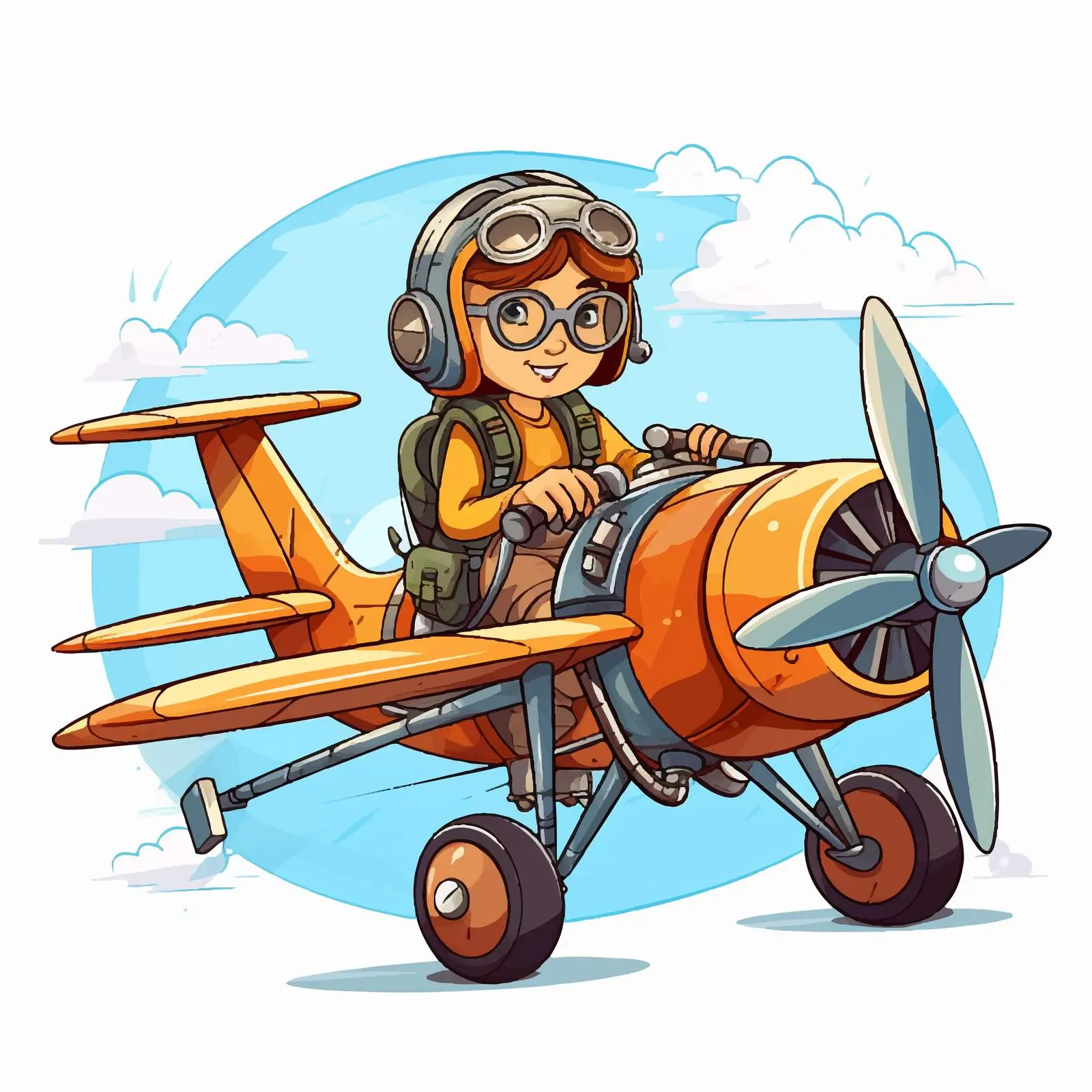 Adventure Kid Flying Light Aircraft Vector Illustration — free download from Dotvec
