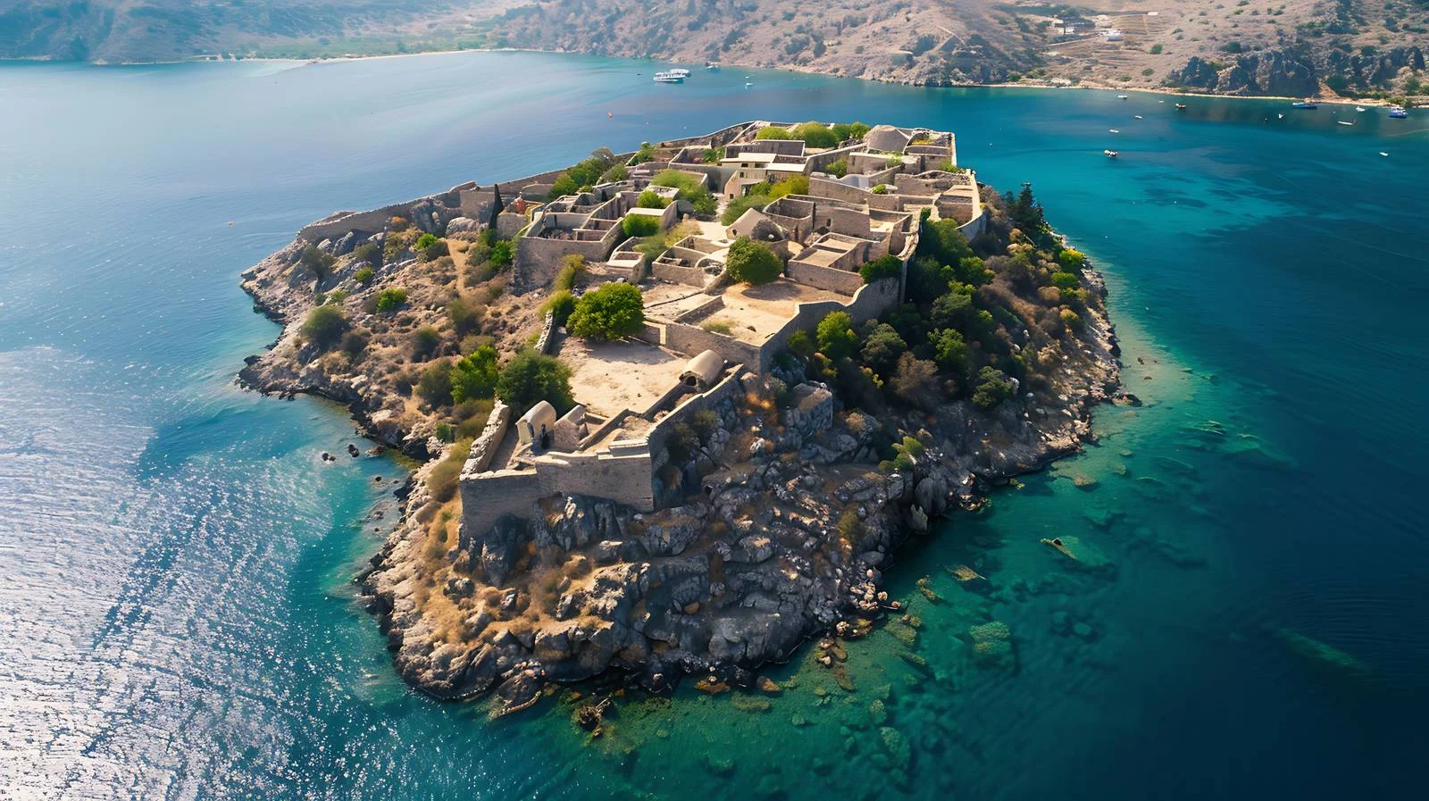 Aerial View Venetian Fortress Island — free download from Dotvec