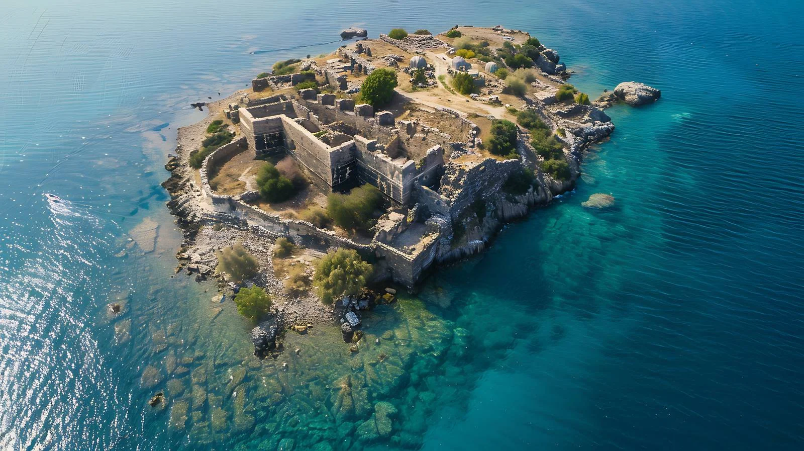 Aerial View Venetian Fortress Island — free download from Dotvec