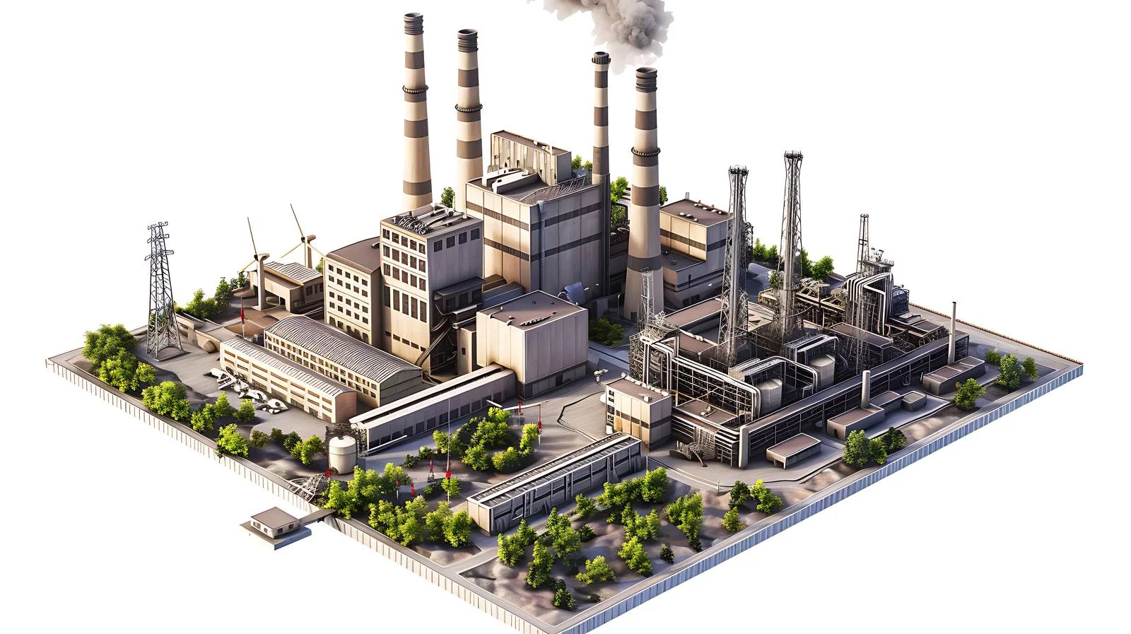 Industrial Power Plant Isolated in Landscape — free download from Dotvec