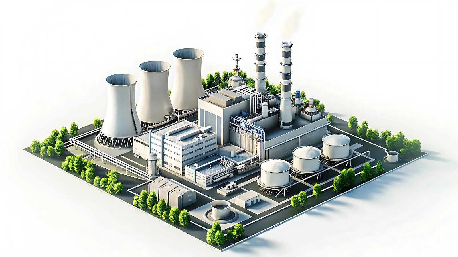 Industrial Isolated Power Plant in Landscape — free download from Dotvec