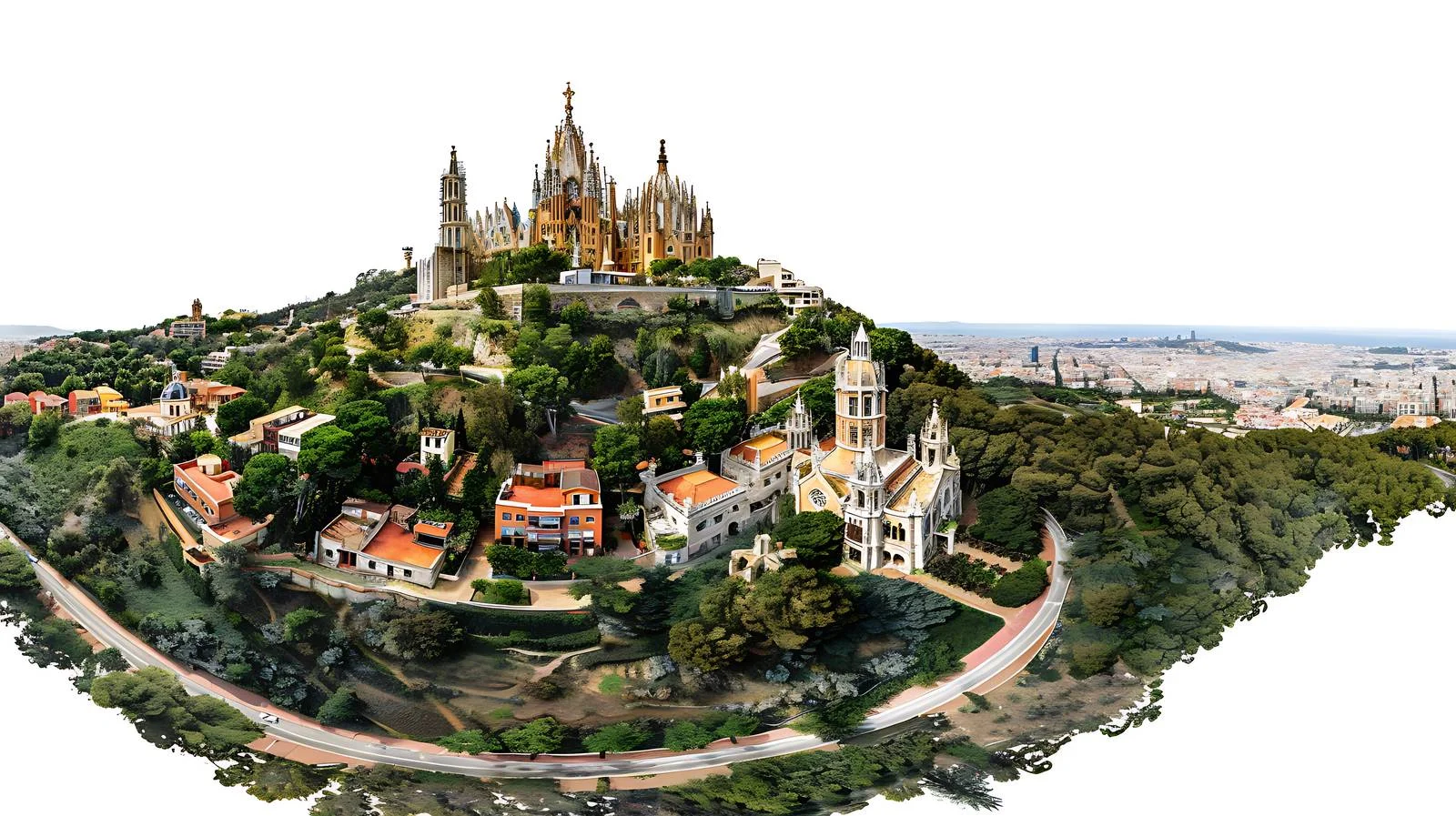 Tibidabo Hill Aerial Panoramic View — free download from Dotvec
