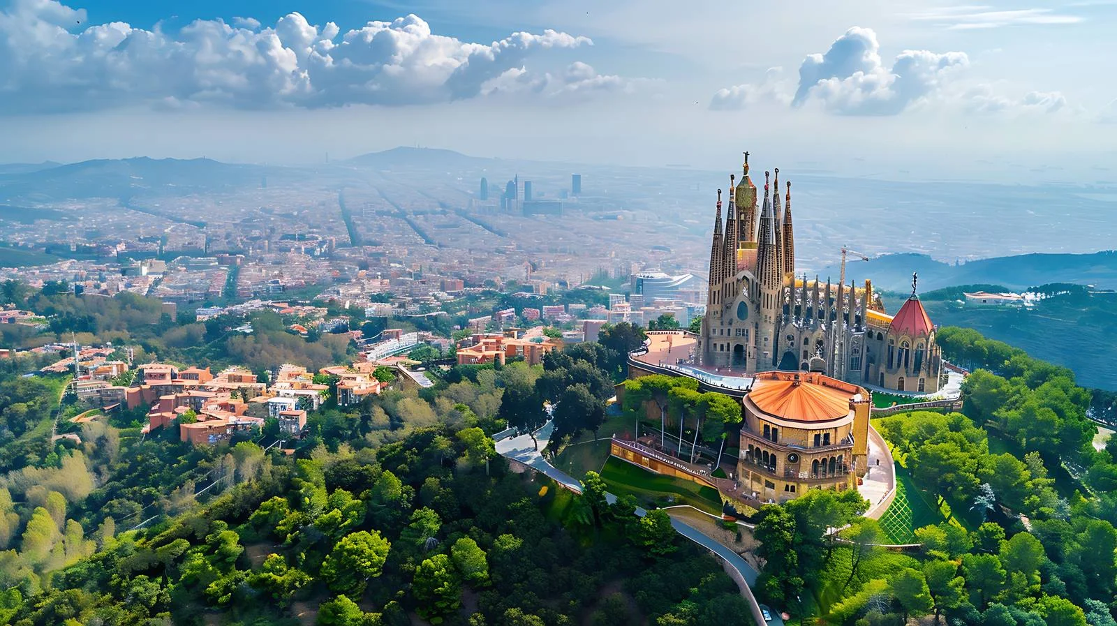 Aerial Panoramic Tibidabo Hill Barcelona — free download from Dotvec