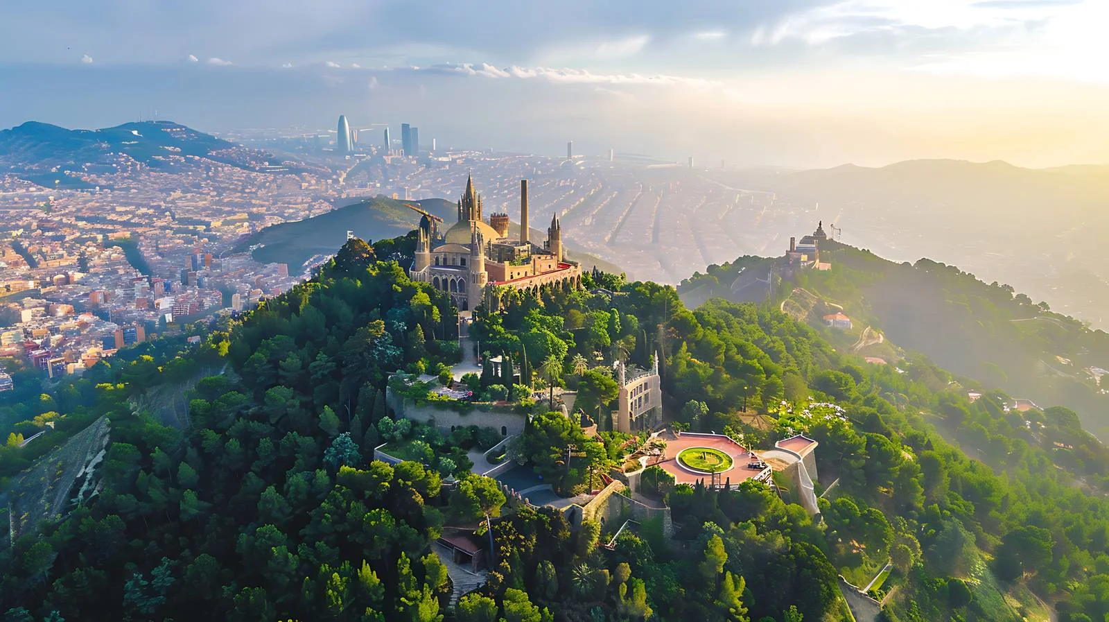 Tibidabo Hill Aerial View Barcelona Panorama — free download from Dotvec