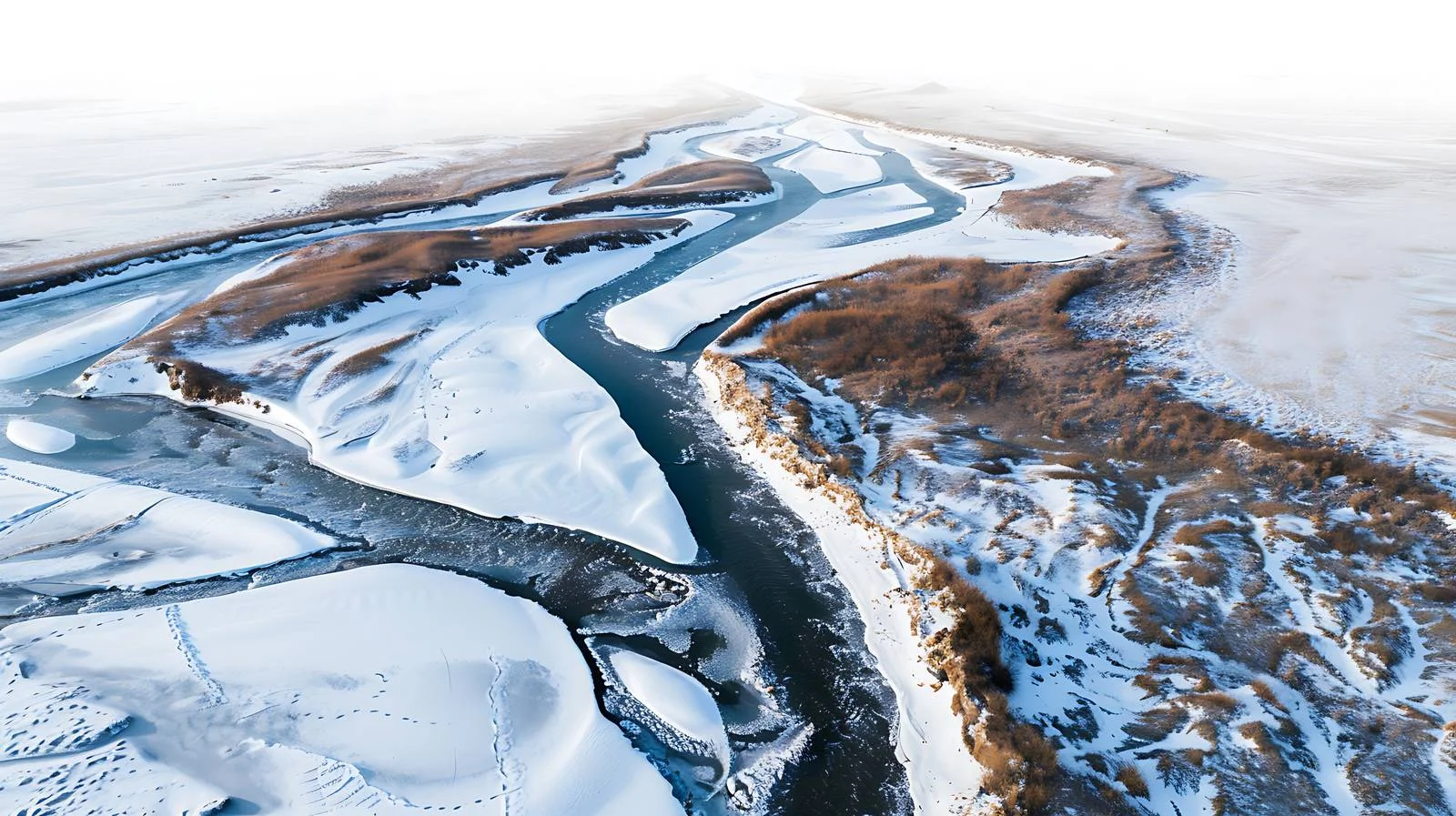 Frozen Songhua River Aerial Landscape View — free download from Dotvec