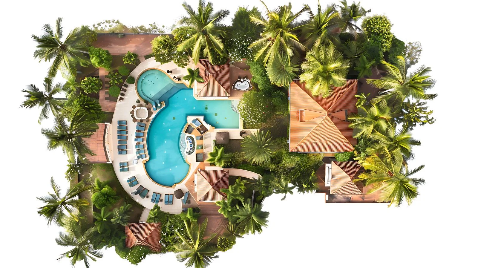 Tropical Hotel Drone Aerial View — free download from Dotvec