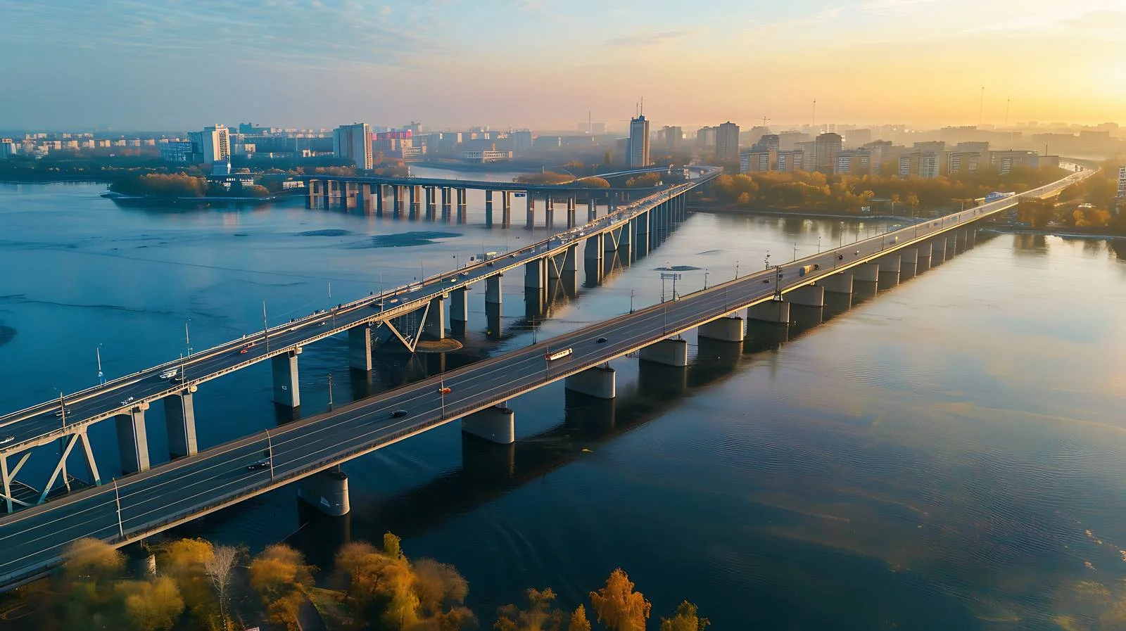 Aerial View of Metro Bridge Over Dnipro — free download from Dotvec