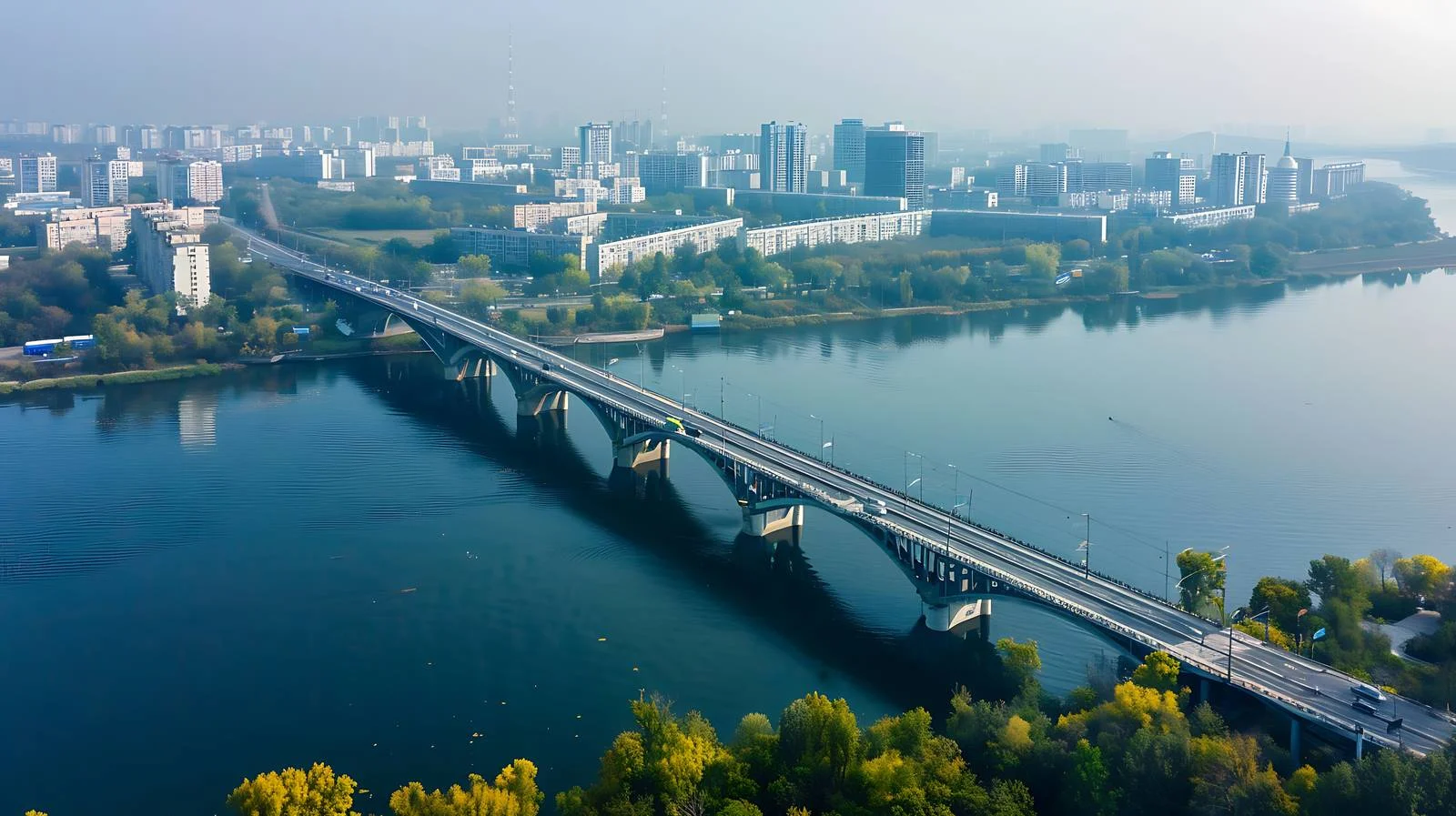 Aerial View of Metro Bridge over Dnipro — free download from Dotvec