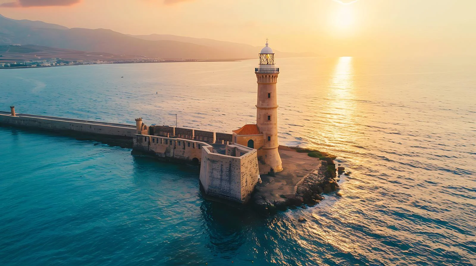 Venetian Lighthouse Aerial Drone View — free download from Dotvec