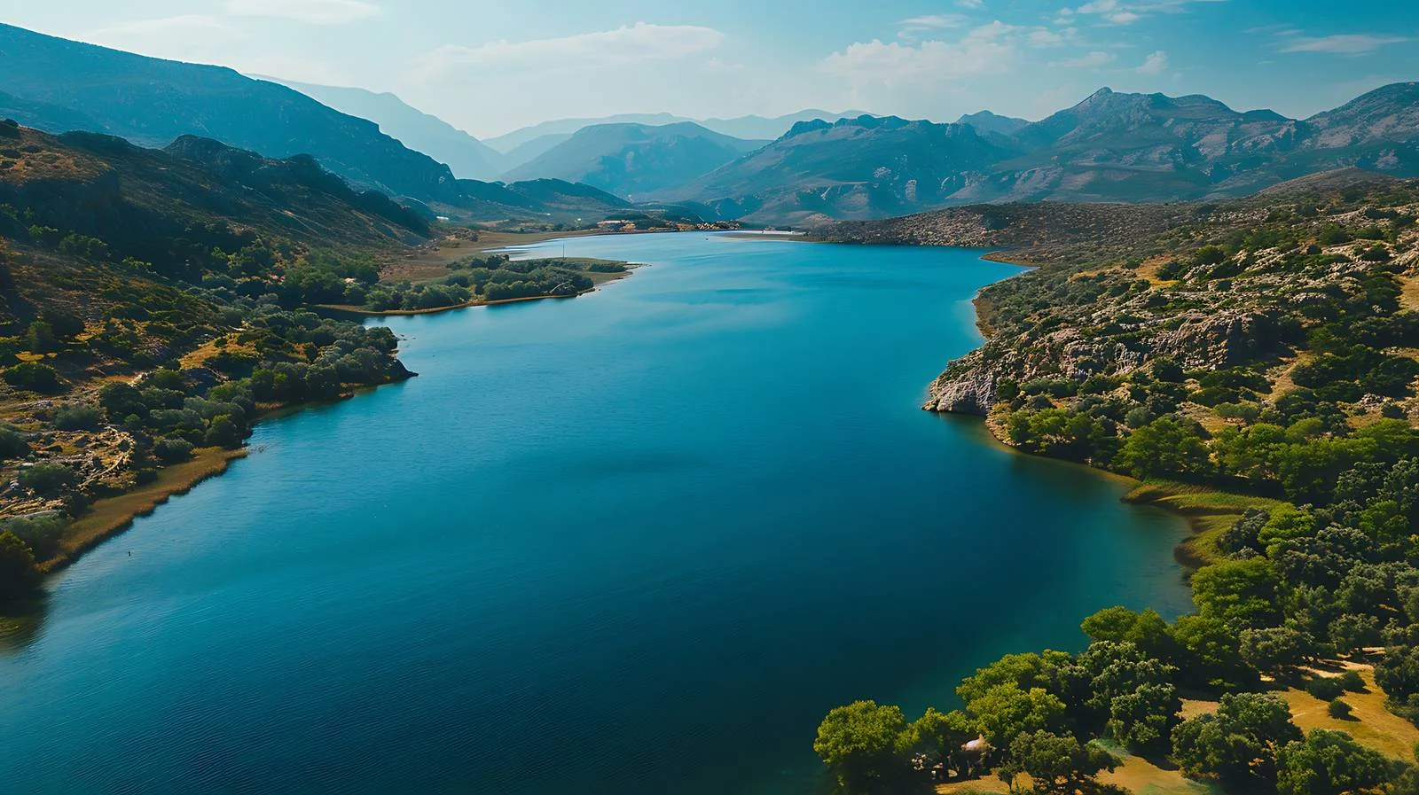 Aerial View Kournas Lake Crete Drone — free download from Dotvec