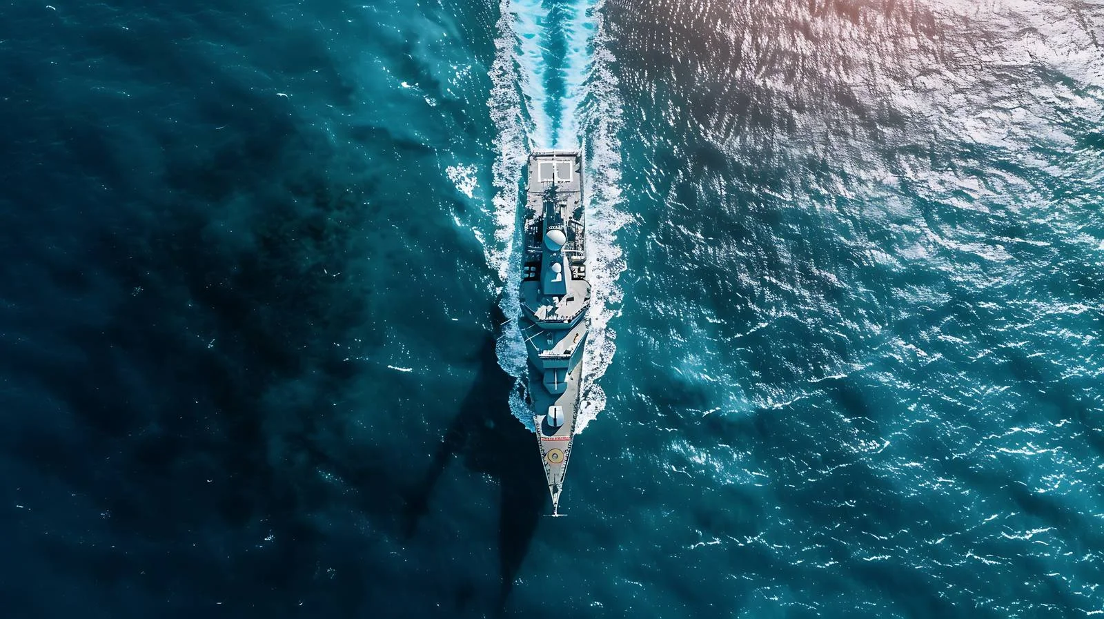 Aerial Sea Warship View by Drone – free warship image from Dotvec