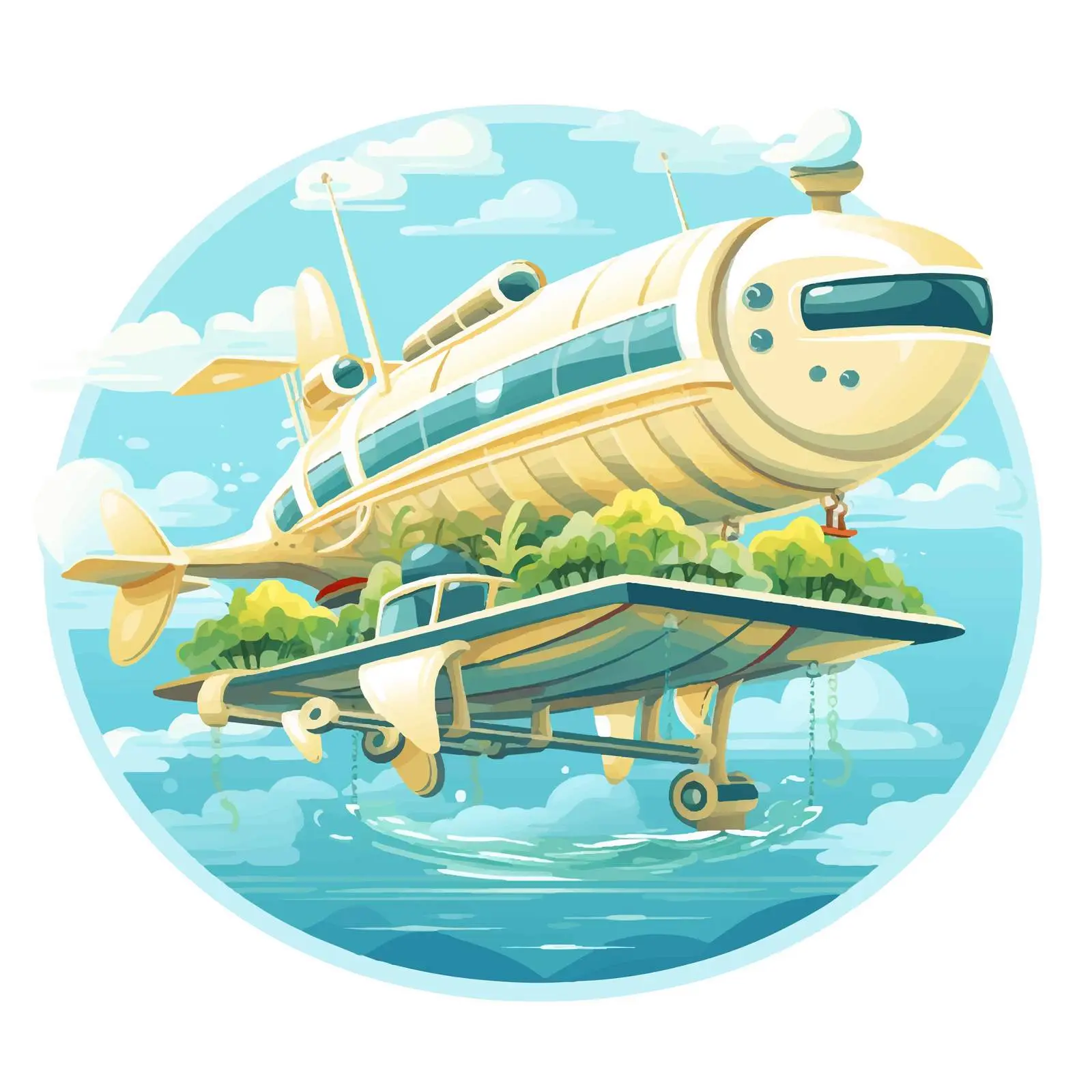 Aerial Transportation Over the Ocean Illustration — free download from Dotvec