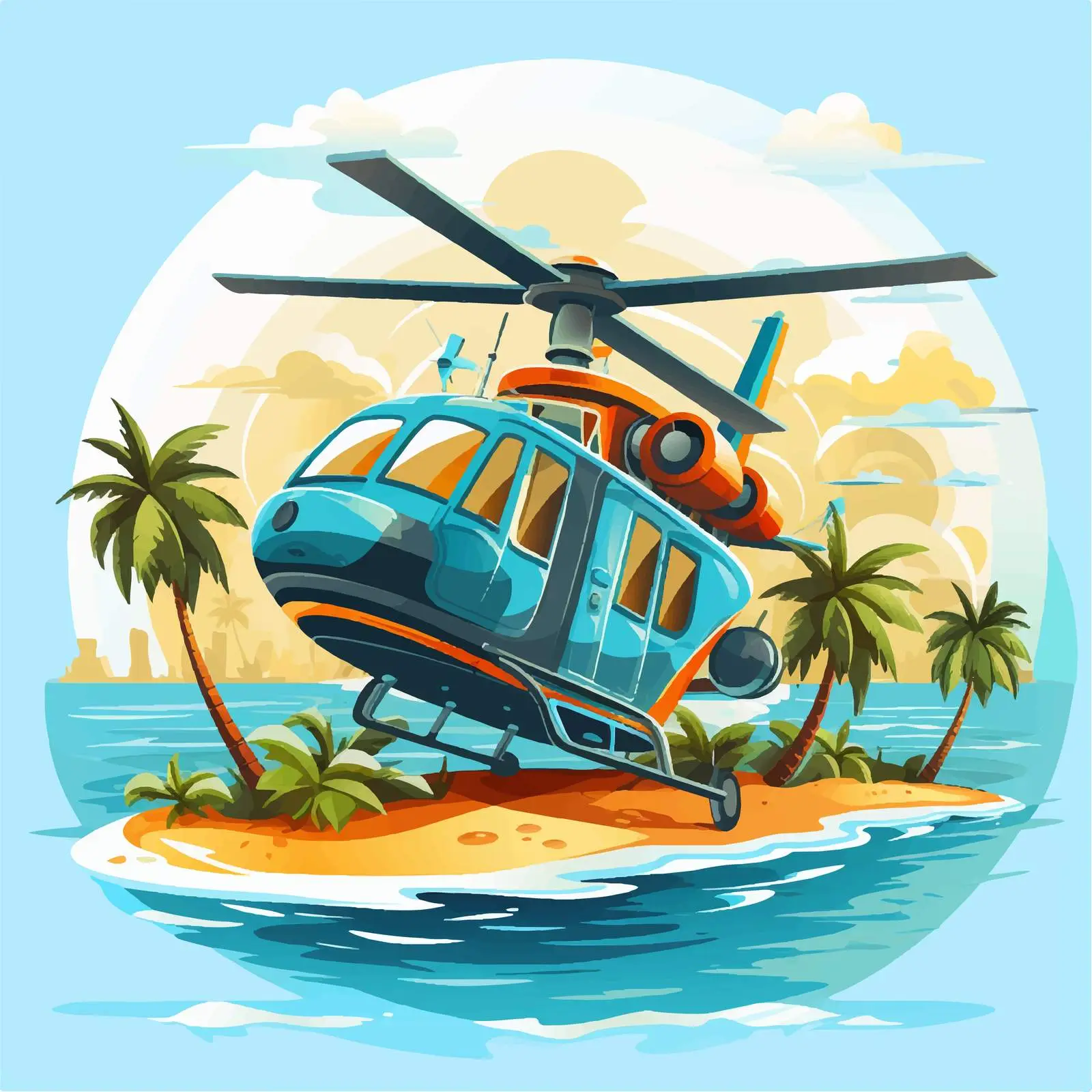 Aerial Transportation Over the Ocean Illustration – free transportation design image from Dotvec